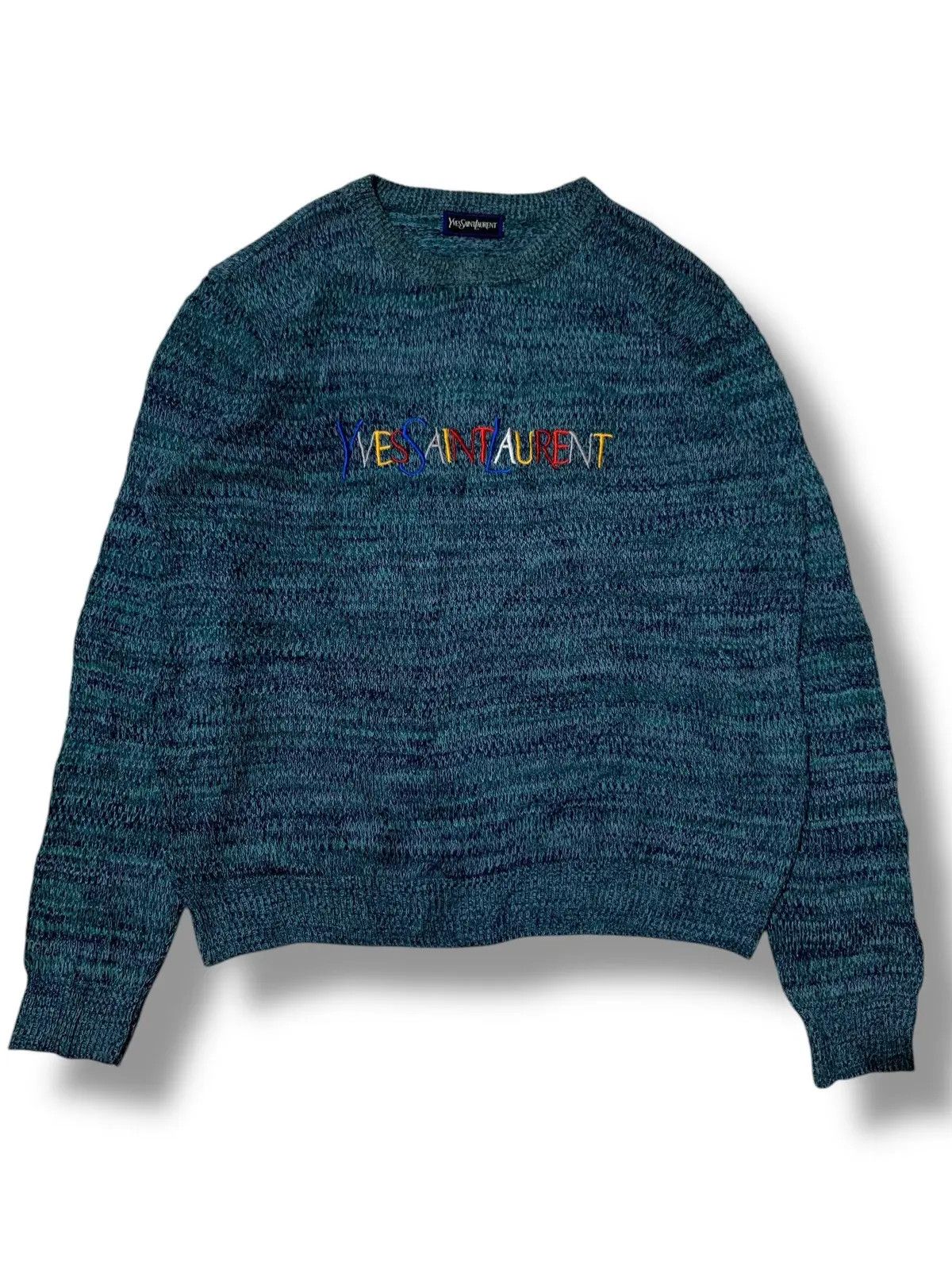Yves Saint Laurent Yves saint Laurent rainbow logo emboirid wool sweater Size US L / EU 52-54 / 3 - 1 Thumbnail