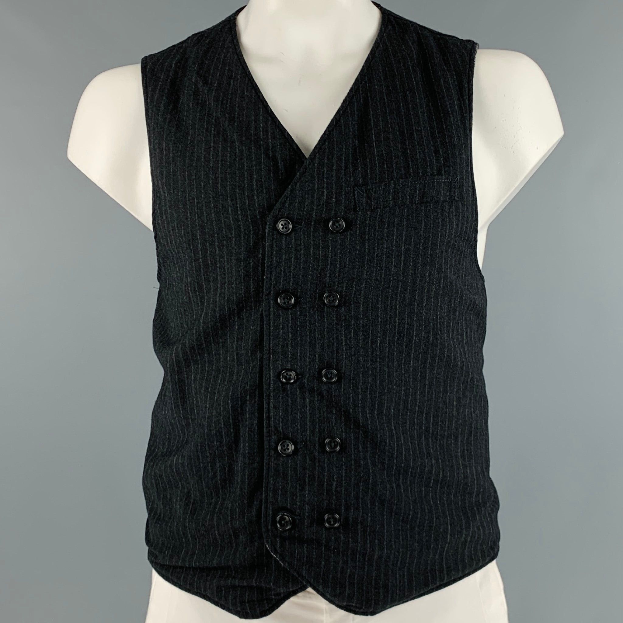 image of Engineered Garments Grey Light Grey Herringbone Wool Blend Vest, Men's (Size Large)