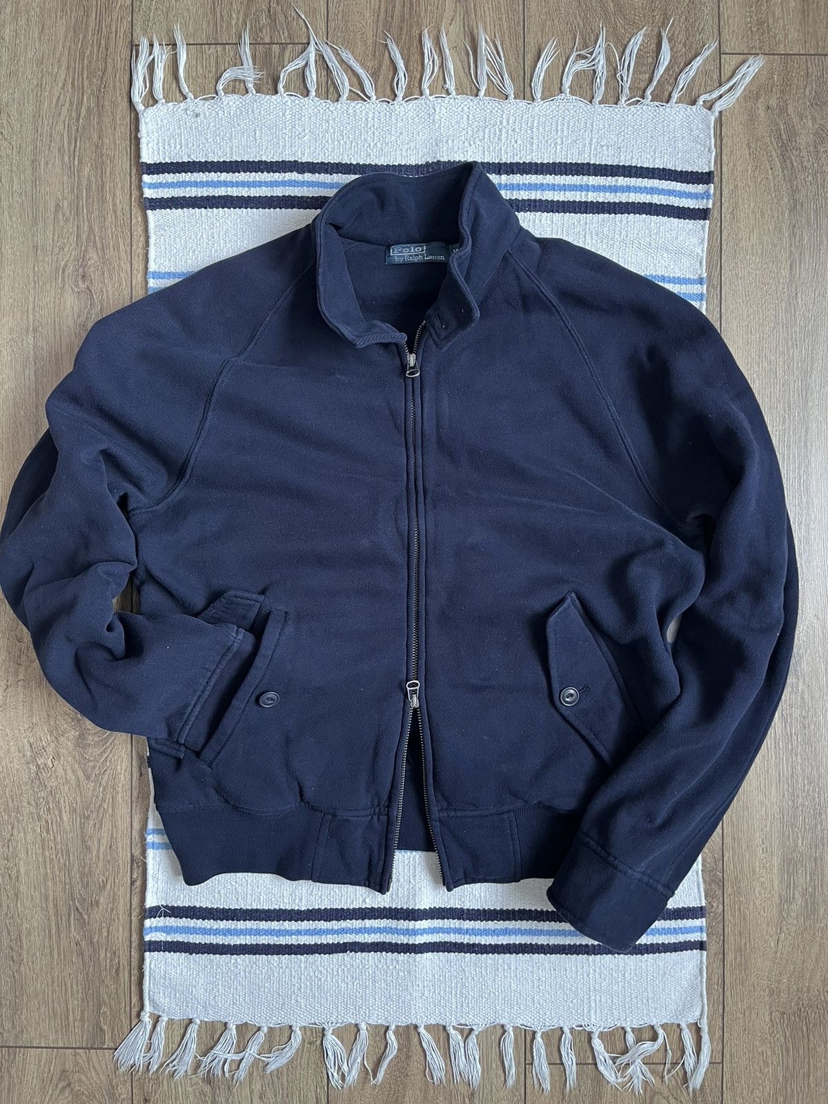 Polo Ralph Lauren Vintage 90s Polo Ralph Lauren Blue Cotton Bomber Sweatshirt Size US M / EU 48-50 / 2 - 1 Thumbnail