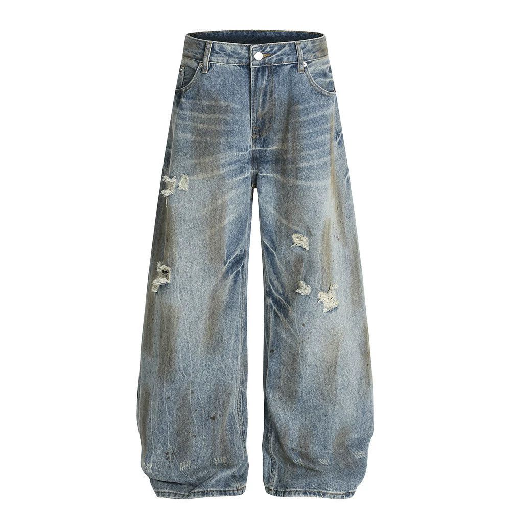 Vintage Men's punk ink-splashed distressed ripped scimitar jeans Size US 32 / EU 48 - 1 Thumbnail
