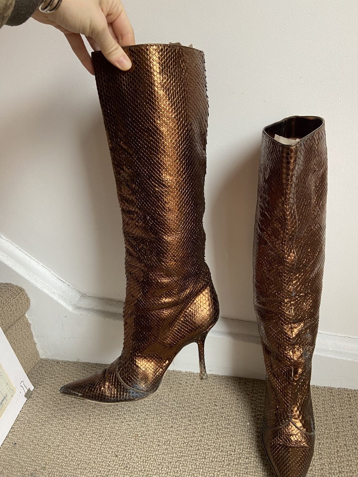 Jimmy Choo Jimmy Choo Mavis Python Metallic Boots Size US 8 / IT 38 - 5 Thumbnail