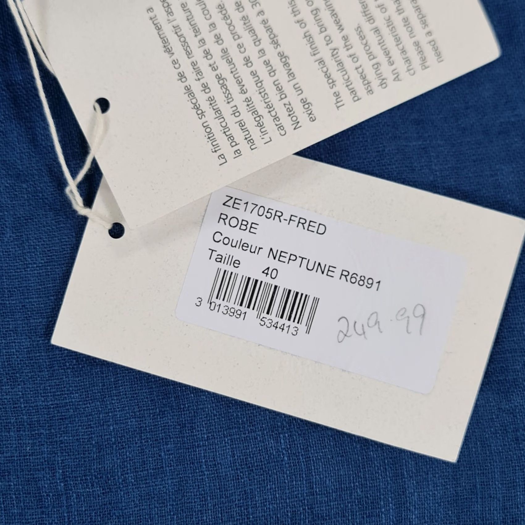 Vintage VINTAGE? ZYGA Dress Blue Medium 100% Linen Summer Holiday Knee Length RRP £249 Size M / US 6-8 / IT 42-44 - 4 Thumbnail
