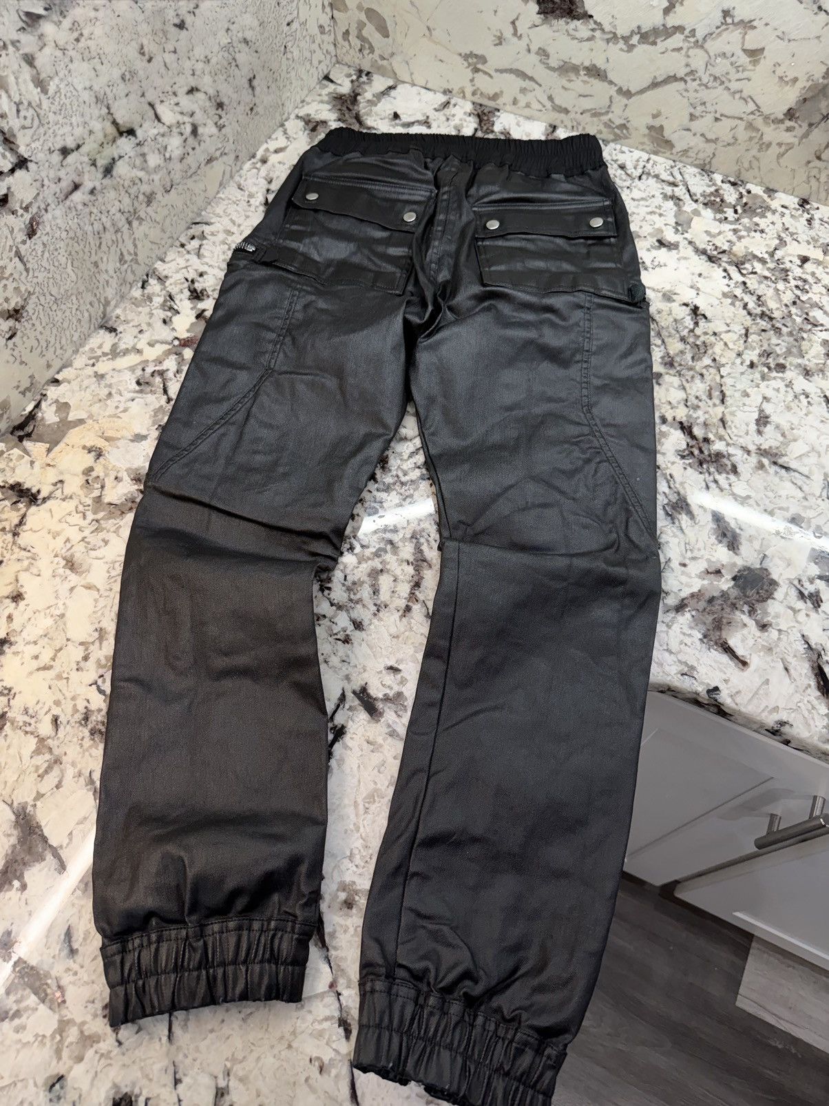 Rick Owens Rick Owens Bauhaus Black Wax Leather Cargo Zip Pants Size US 28 / EU 44 - 6 Thumbnail
