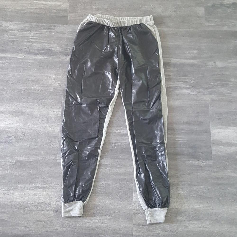 Designer Grey Leather Face Sweats Size 28" / US 6 / IT 42 - 1 Thumbnail