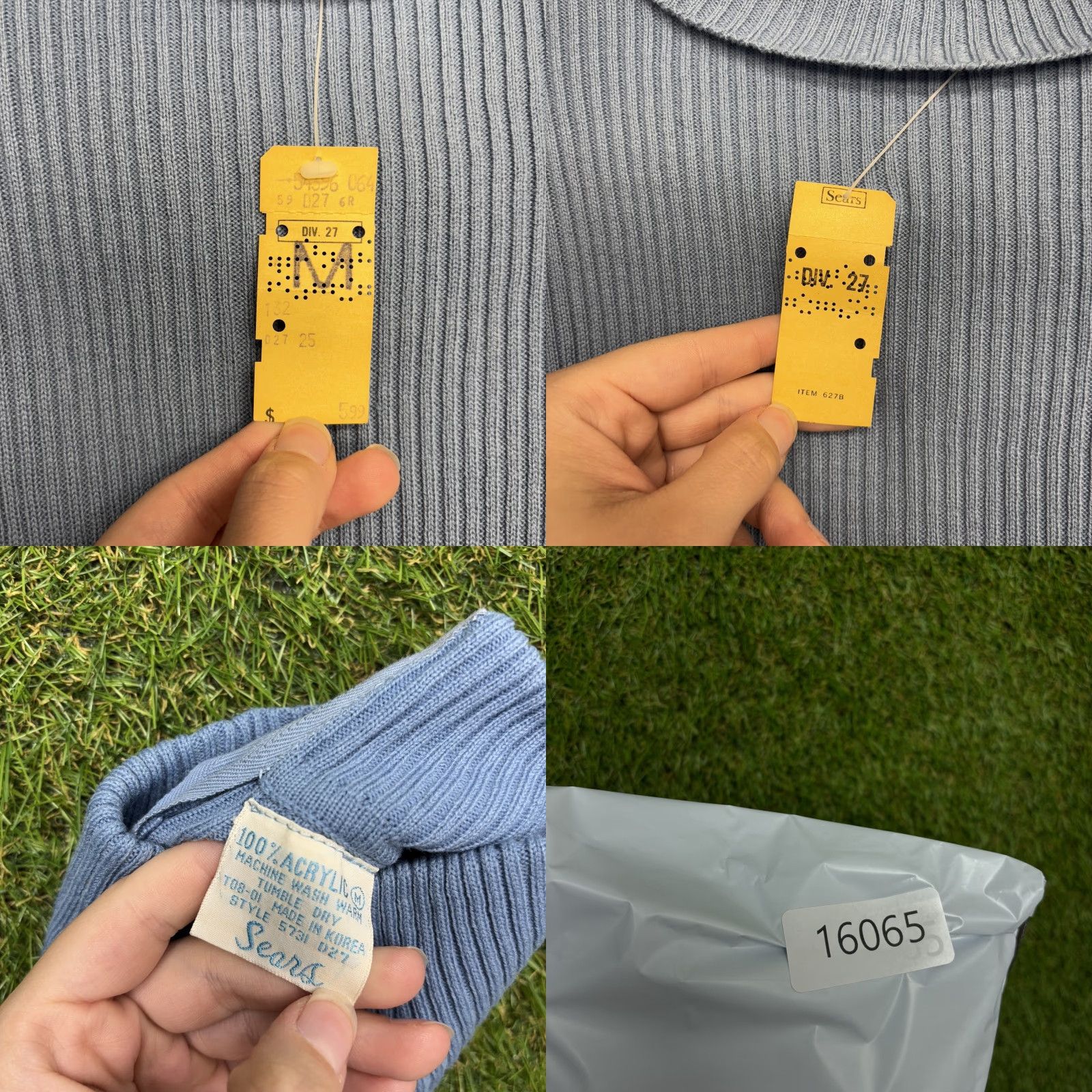Sears VINTAGE Sears Sweater Womens Medium Blue Ribbed Knit Mock Neck Half Zip 80s Korea Size M / US 6-8 / IT 42-44 - 8 Thumbnail