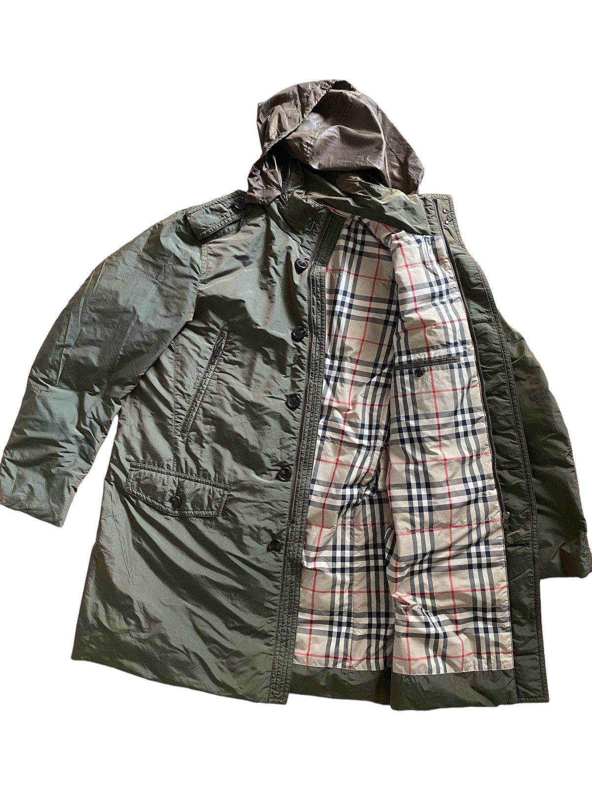 Burberry × Vintage Rare Burberry London Nylon Jacket Hoodie Check nice design Size US L / EU 52-54 / 3 - 1 Thumbnail