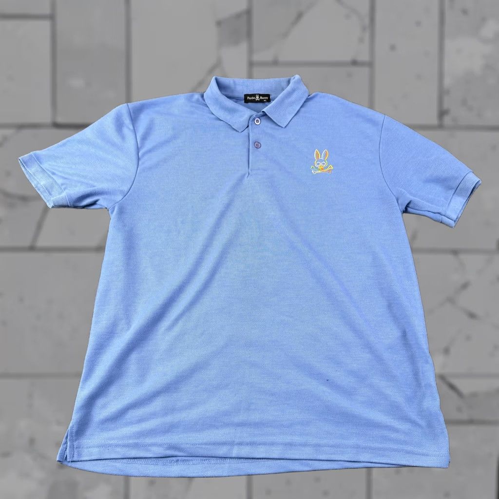 Psycho Bunny Psycho Bunny Polo Shirt Mens XL Blue Solid Cotton Poly Pique Knit Logo Casual Size US XL / EU 56 / 4 - 1 Thumbnail