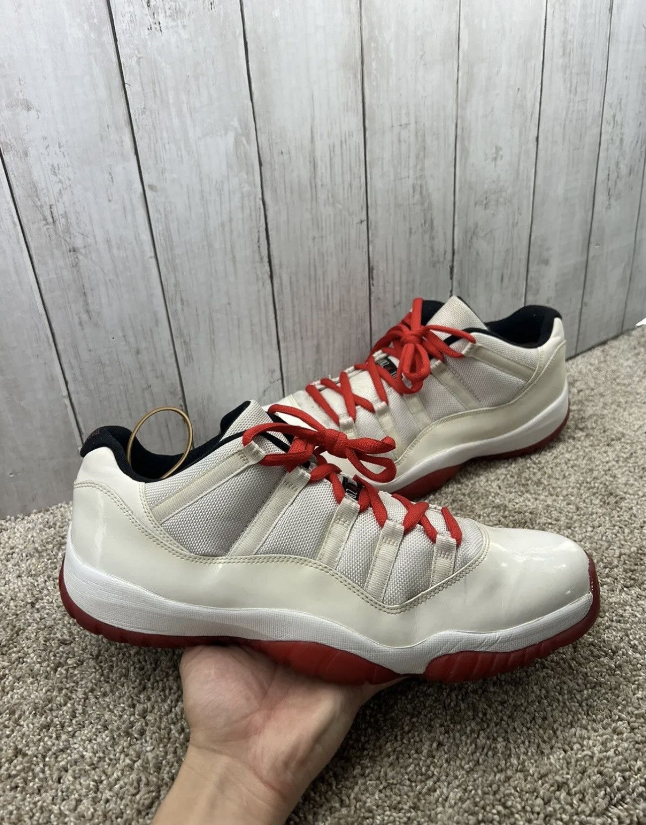 image of Air Jordan 11 Retro Low Cherry Bottom 2012 Mens Size 14 Shoes in White
