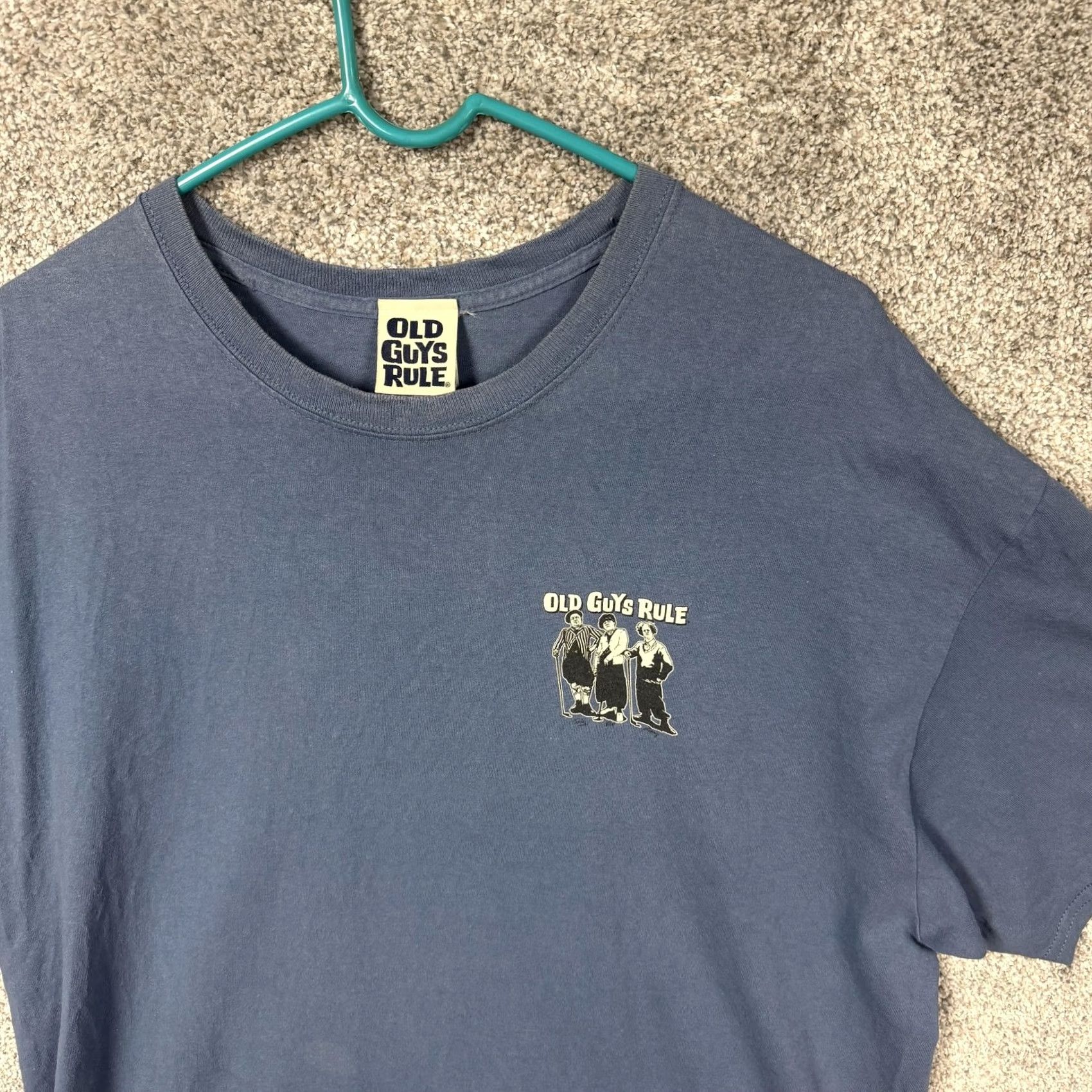 Vintage VINTAGE Old Guys Rule Shirt XL Blue 3Stooges Boomer Humor Nostalgic Golf Short Sleeve Crew Neck Mens Funny T-Shirt Size US XL / EU 56 / 4 - 3 Thumbnail