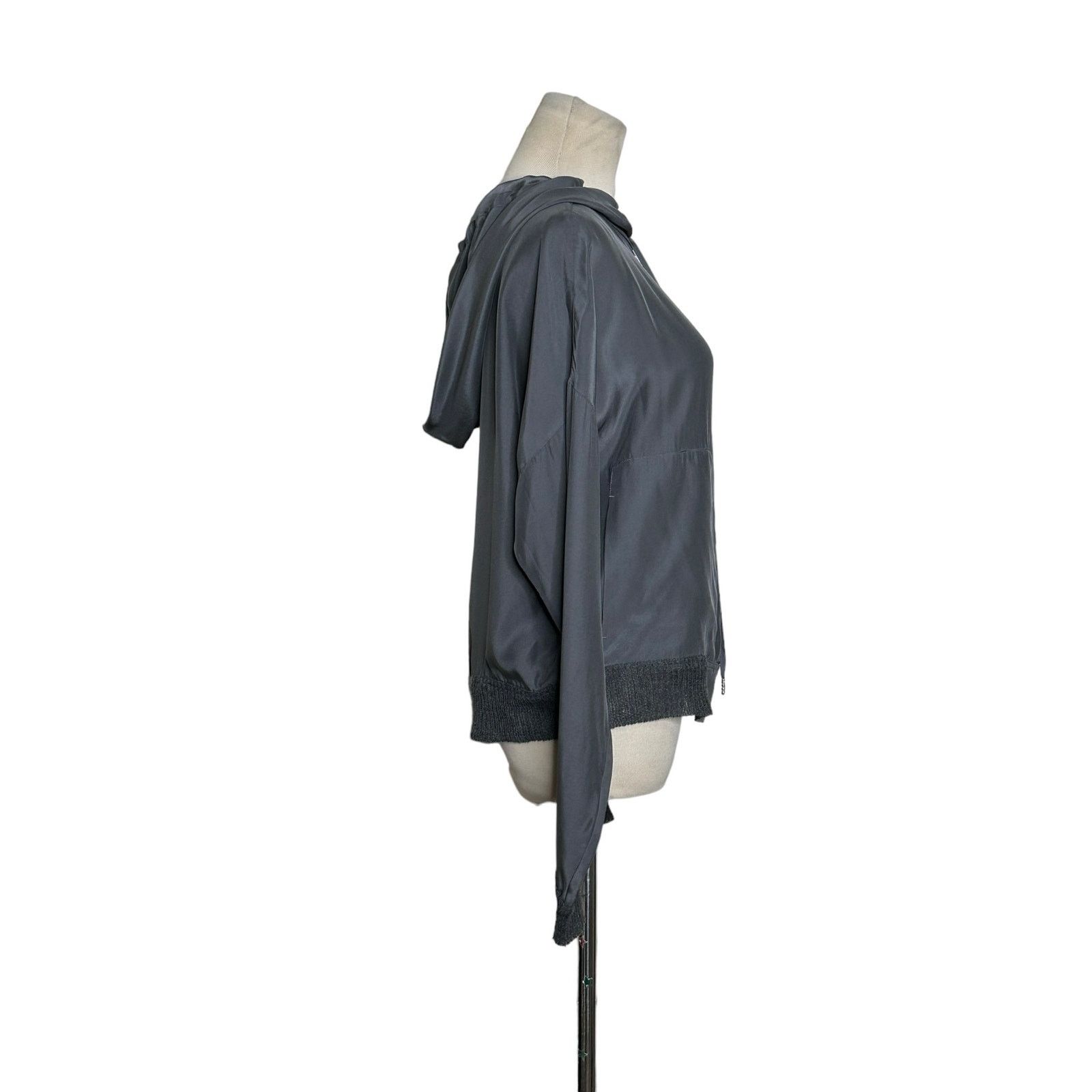 ATM Anthony Thomas Melillo ATM Gray Silk Charmeuse Zip-Front Hoodie Jacket size Small Size S / US 4 / IT 40 - 9 Thumbnail