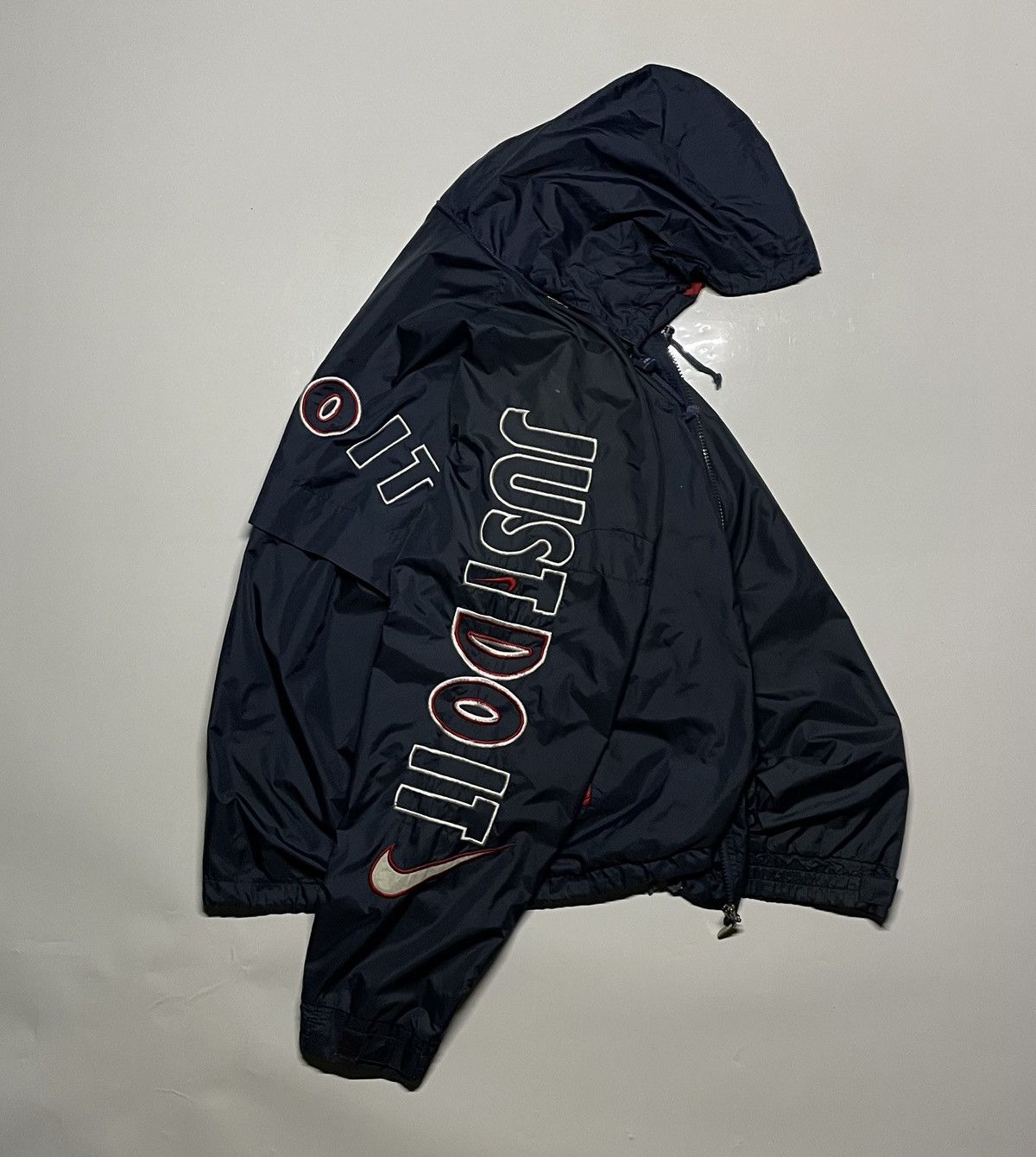 Nike × Vintage Nike Premier Just Do it Hidden Hooded Lightweight Navy Size US M / EU 48-50 / 2 - 9 Thumbnail