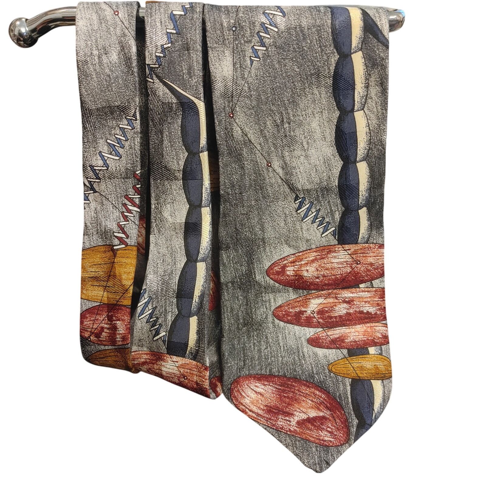 Other Bergere Men's OS Silk Gray/Red Abstract Tie Size ONE SIZE - 1 Thumbnail