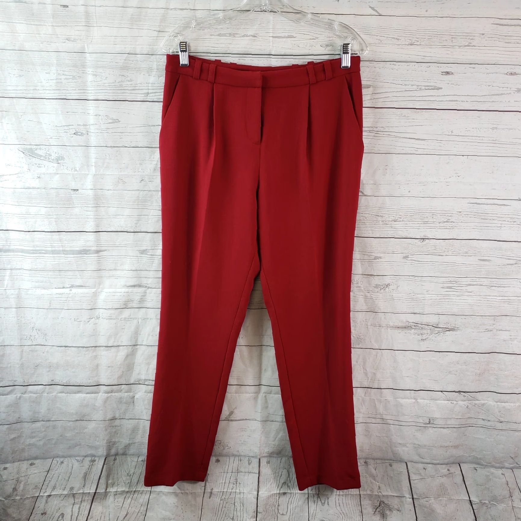 Asos ASOS Womens Pants Size 6 Red High Rise Pleated Front Dress Pants Womens Size 28" / US 6 / IT 42 - 2 Thumbnail