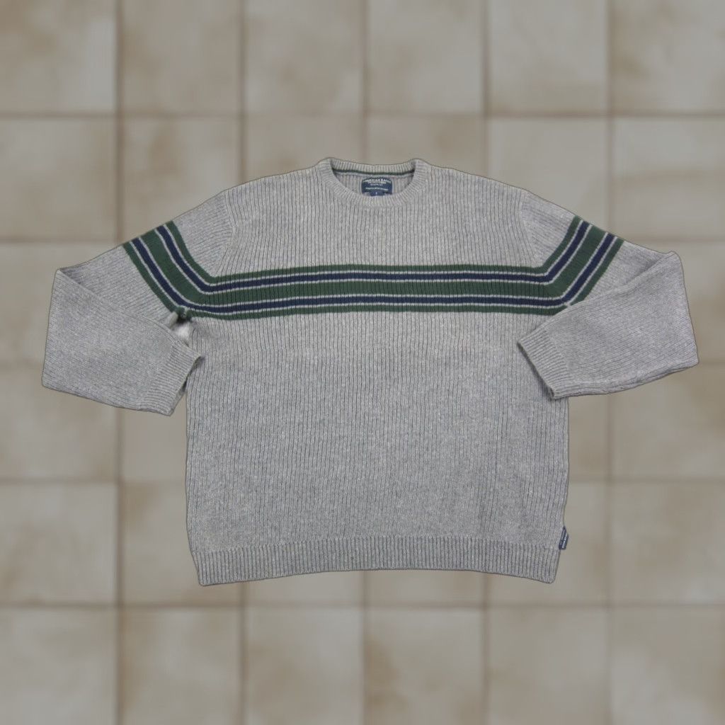 American Eagle Outfitters VINTAGE American Eagle Outfitters Sweater Mens L Gray Striped Knit Cotton Ramie Crew Neck Pullover All Seasons Casual Top Shirt Size US L / EU 52-54 / 3 - 1 Thumbnail