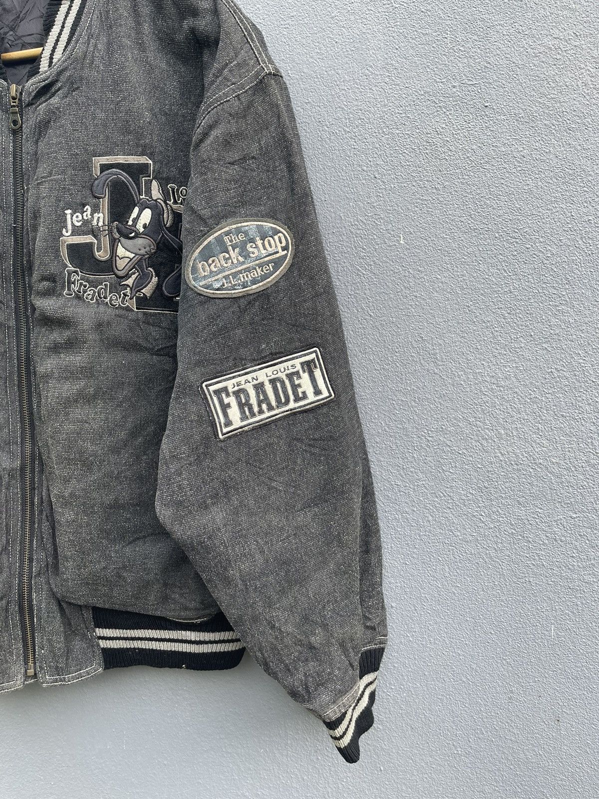 Japanese Brand × Vintage Jean Louis Fradet Vintage Denim Varsity Jacket - Size L Size US L / EU 52-54 / 3 - 9 Thumbnail