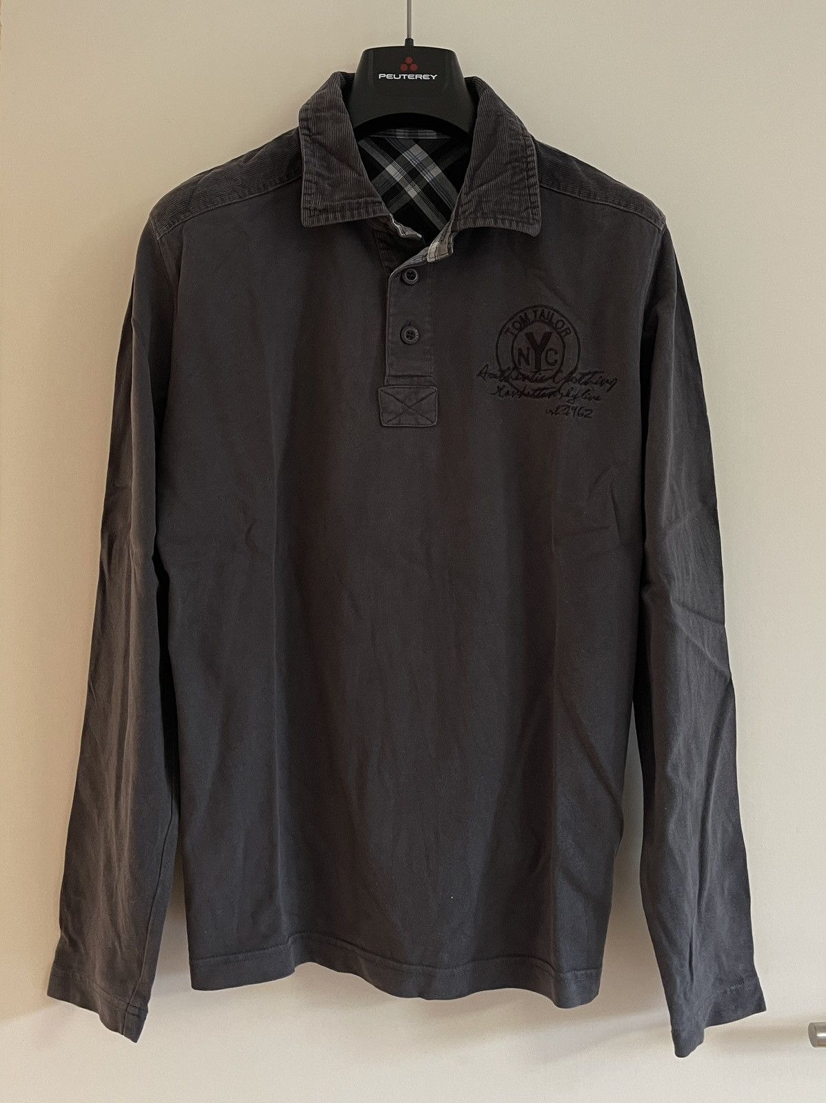 Tom Tailor Vintage Tom Tailor Longsleeve Polo Shirt in Grey Size US M / EU 48-50 / 2 - 2 Thumbnail
