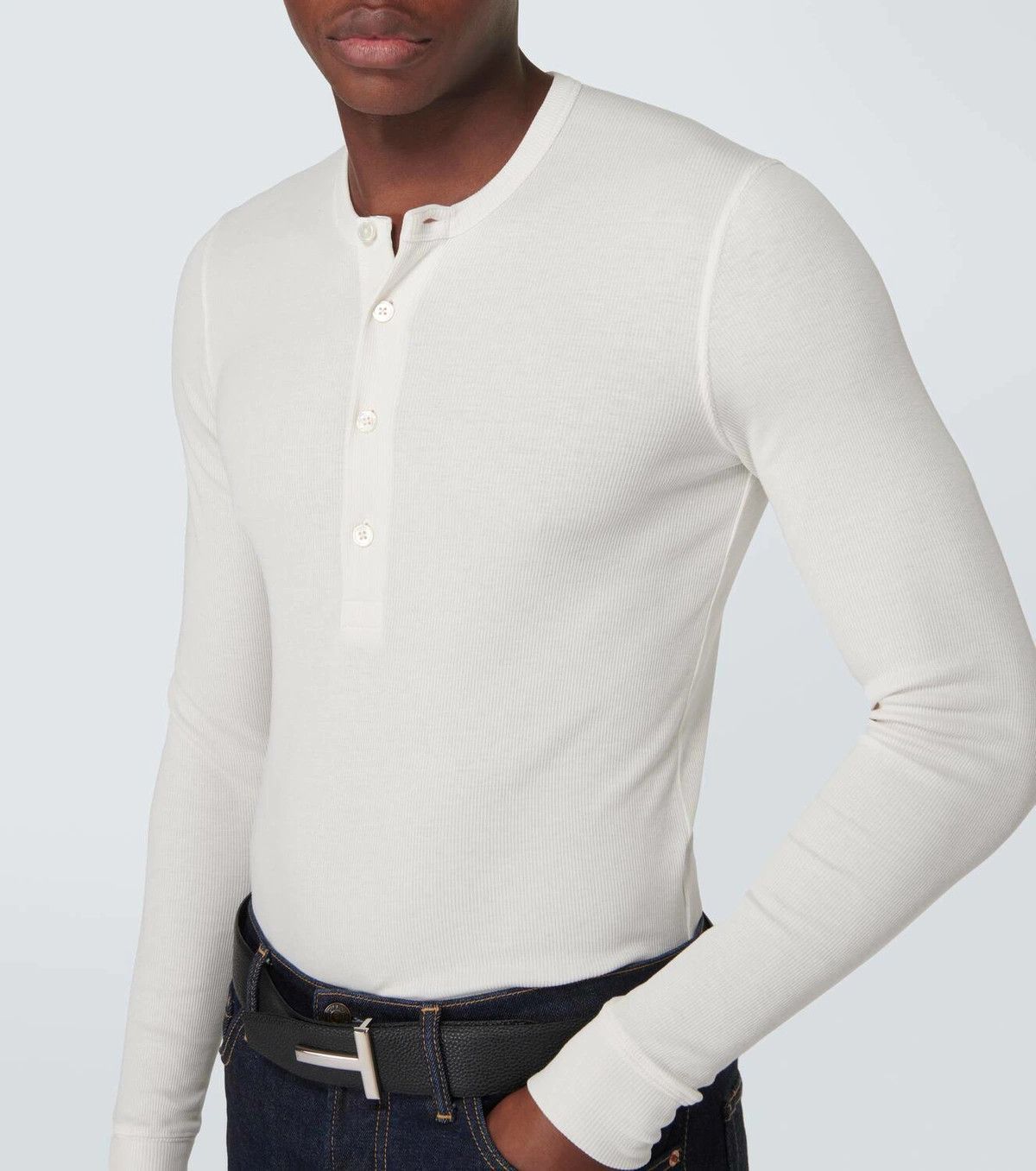 Tom Ford o1w1db10525 JHL005 Long Sleeve T-Shirt in White Size US M / EU 48-50 / 2 - 3 Thumbnail