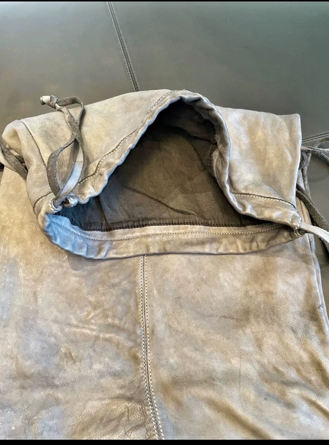 Leon Emanuel Blanck Cowhide Washed Gray Oversized Pocket Bag Size ONE SIZE - 1 Thumbnail
