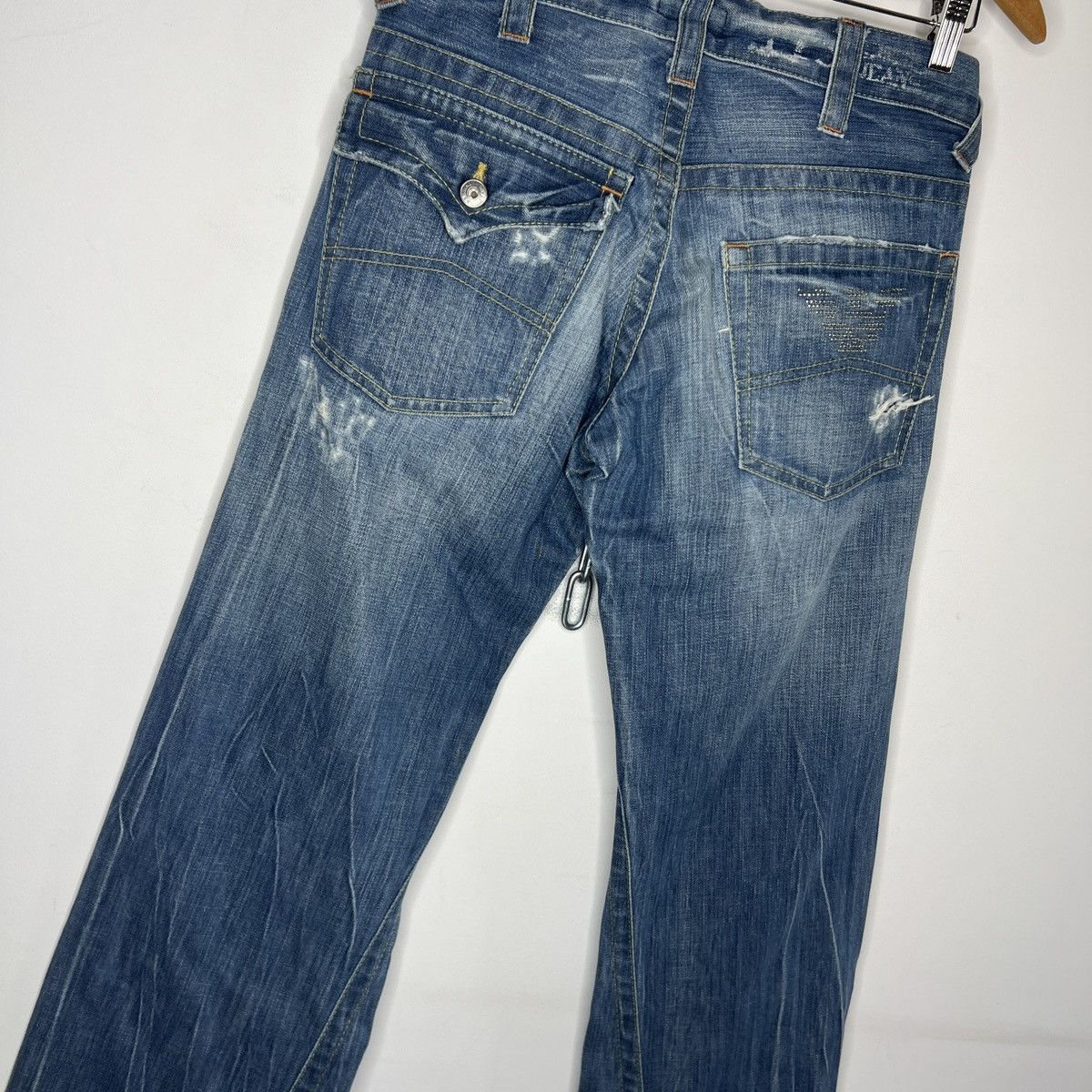 Giorgio Armani × Japanese Brand × Vintage Armani Big Logo Parachute Japanese Denim Pants Y2K Jeans Size US 30 / EU 46 - 9 Thumbnail