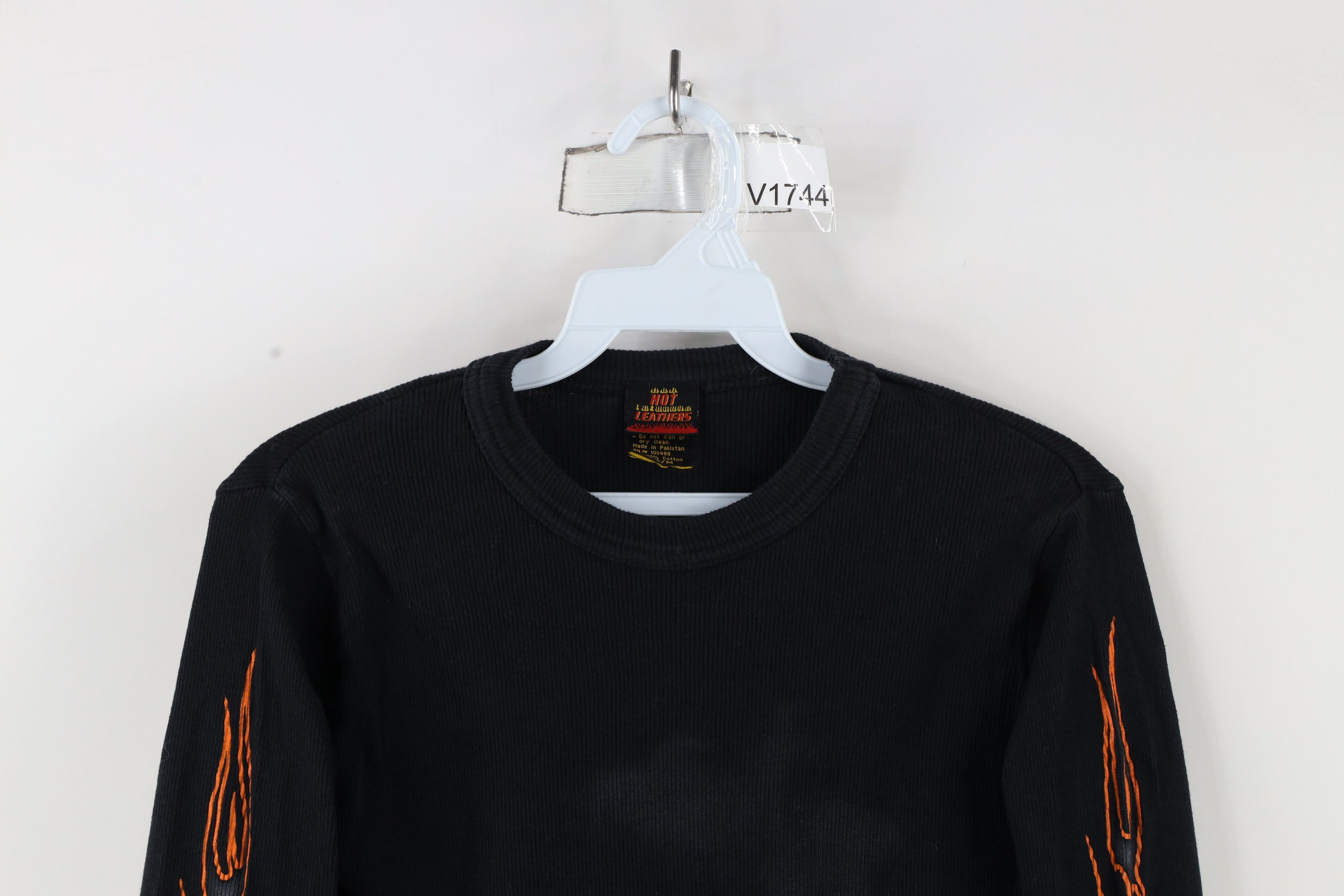 Vintage Vintage Y2K Flames Motorcycle Thermal Knit T-Shirt Black Size S / US 4 / IT 40 - 2 Thumbnail