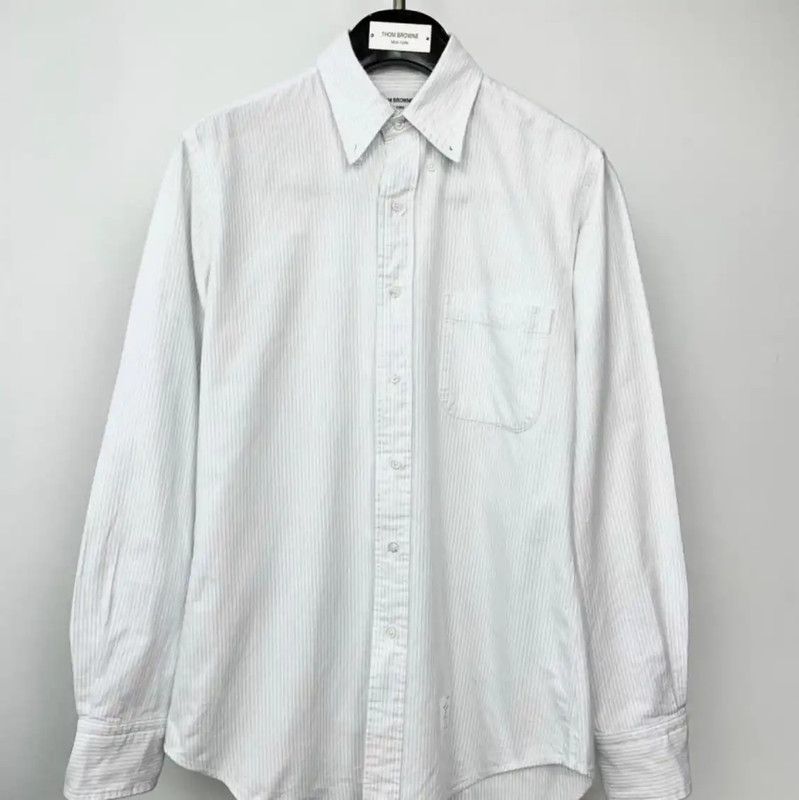 Thom Browne Thom Browne Striped White Long Sleeve Shirt 0089 Size US M / EU 48-50 / 2 - 1 Thumbnail