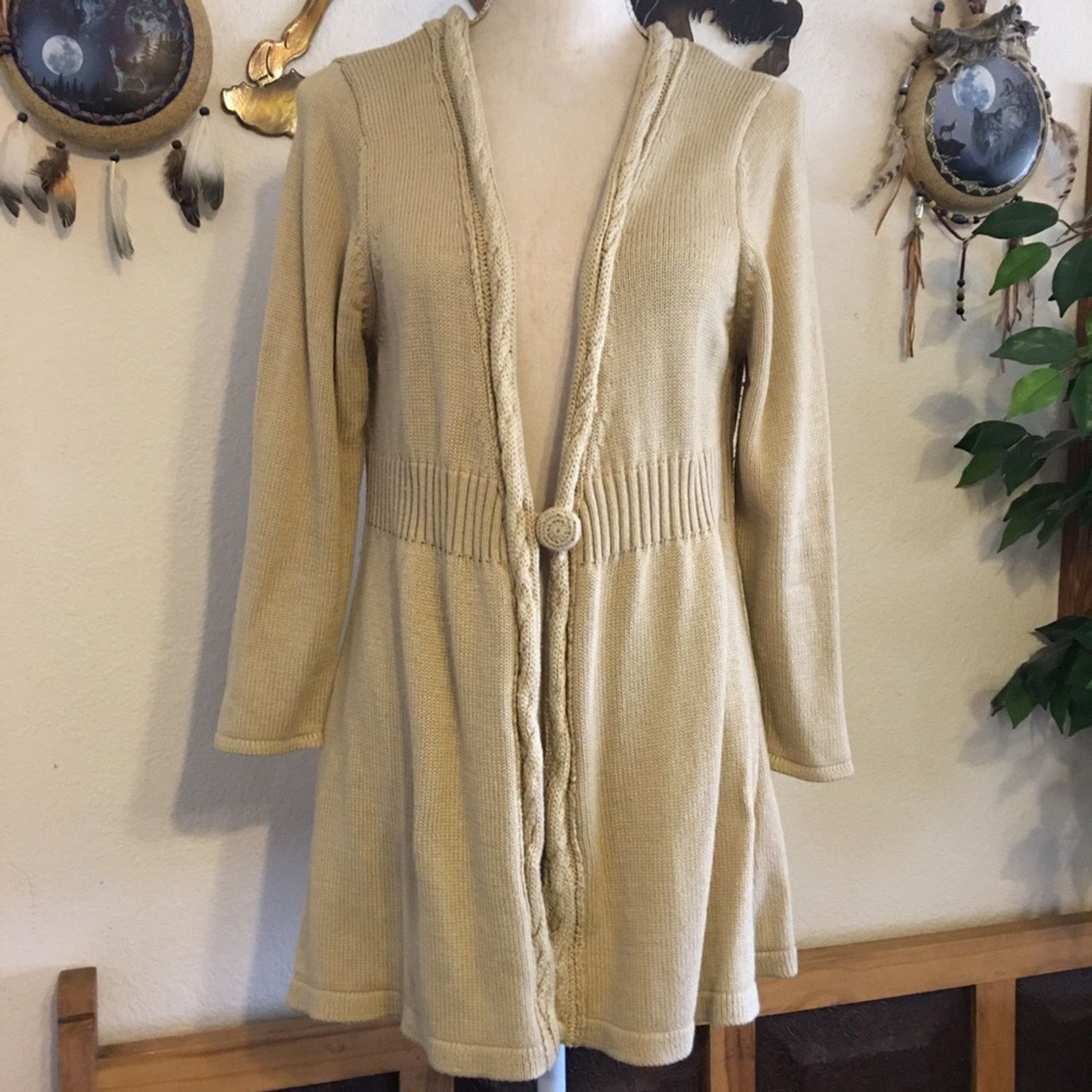 Willi Smith Willi Smith tan single button knit cardigan Size L / US 10 / IT 46 - 1 Thumbnail