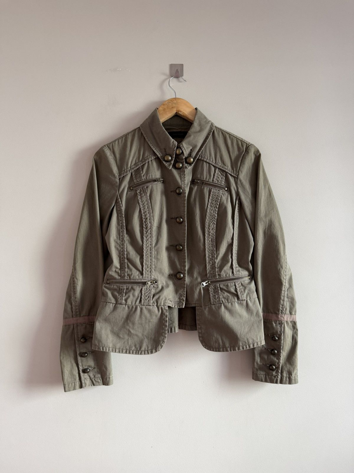 Vintage Fitted Utility Jacket Khaki Size S / US 4 / IT 40 - 1 Thumbnail