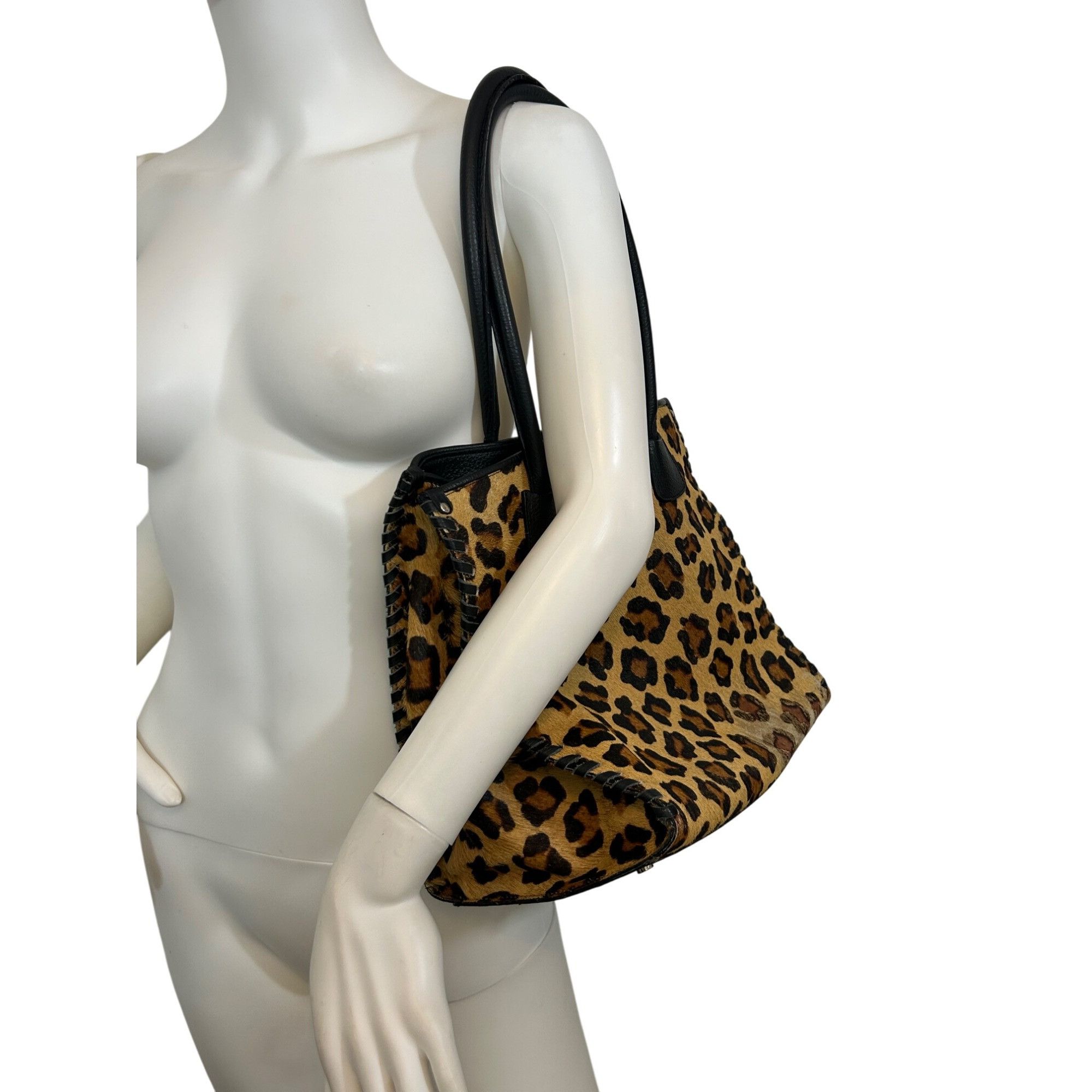 Other Claudia Firenze Leopard Print Calf Hair Black Leather Tote V Size ONE SIZE - 18 Thumbnail