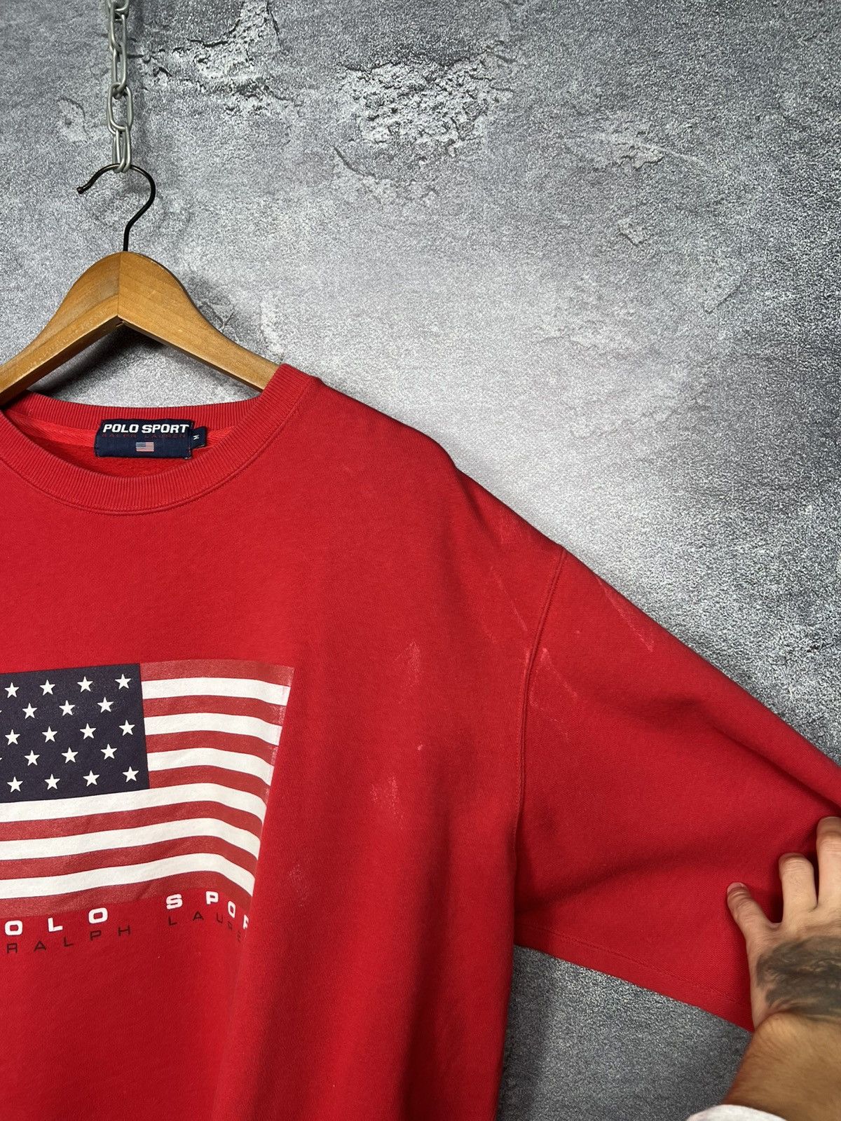Polo Ralph Lauren Vintage Polo Ralph Lauren Sport USA Flag Logo Sweatshirt Size US M / EU 48-50 / 2 - 11 Thumbnail