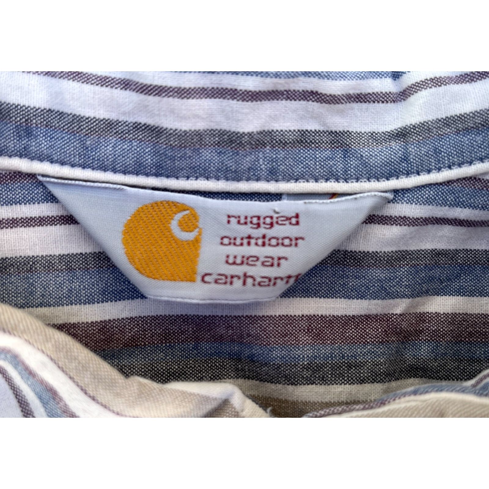 Carhartt VINTAGE Carhartt Short Sleeve Button-Down Shirt Striped XL Blue Mens Shirt Size US XL / EU 56 / 4 - 4 Thumbnail