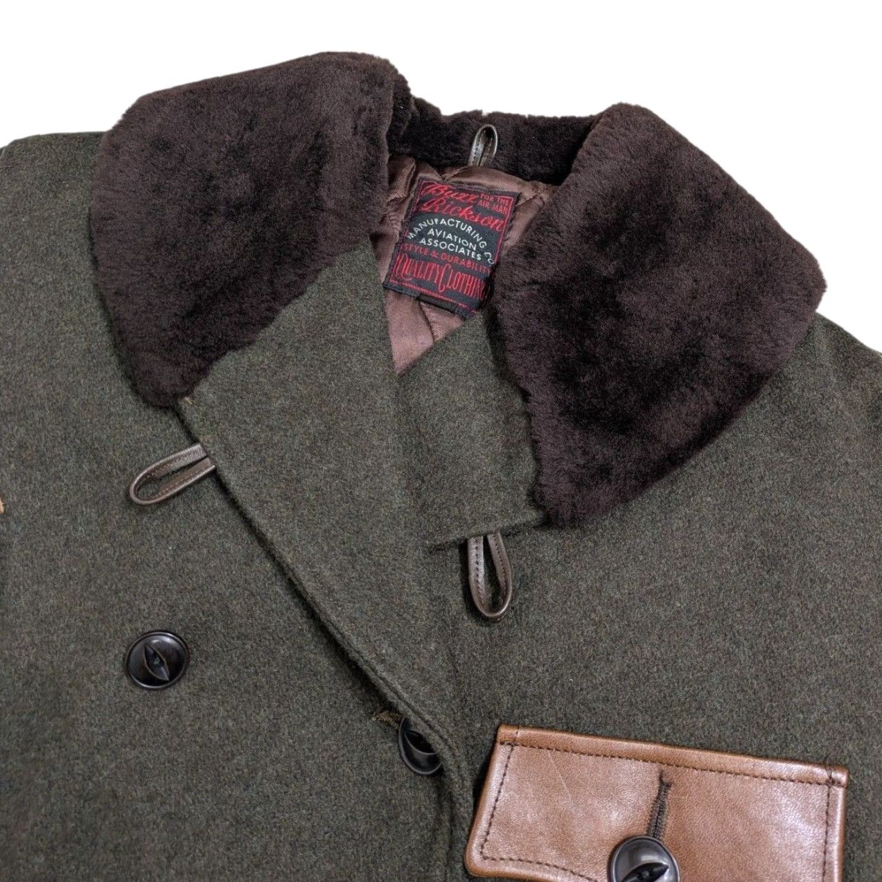 Buzz Rickson's Buzz Rickson's Flying Wool Coat Jacket Men 36 BR12270 Coat Wool Olive Green Khaki 90% Wool 10% Nylon Japan Vintage BR12270 Mens Size US XXS / EU 40 - 4 Thumbnail