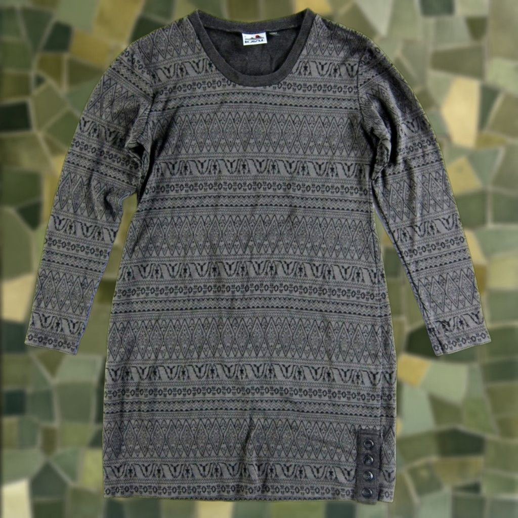 KAVU KAVU Dress Shift Jersey Black Grey Chevron Long Sleeve Tunic Small Size S / US 4 / IT 40 - 1 Thumbnail
