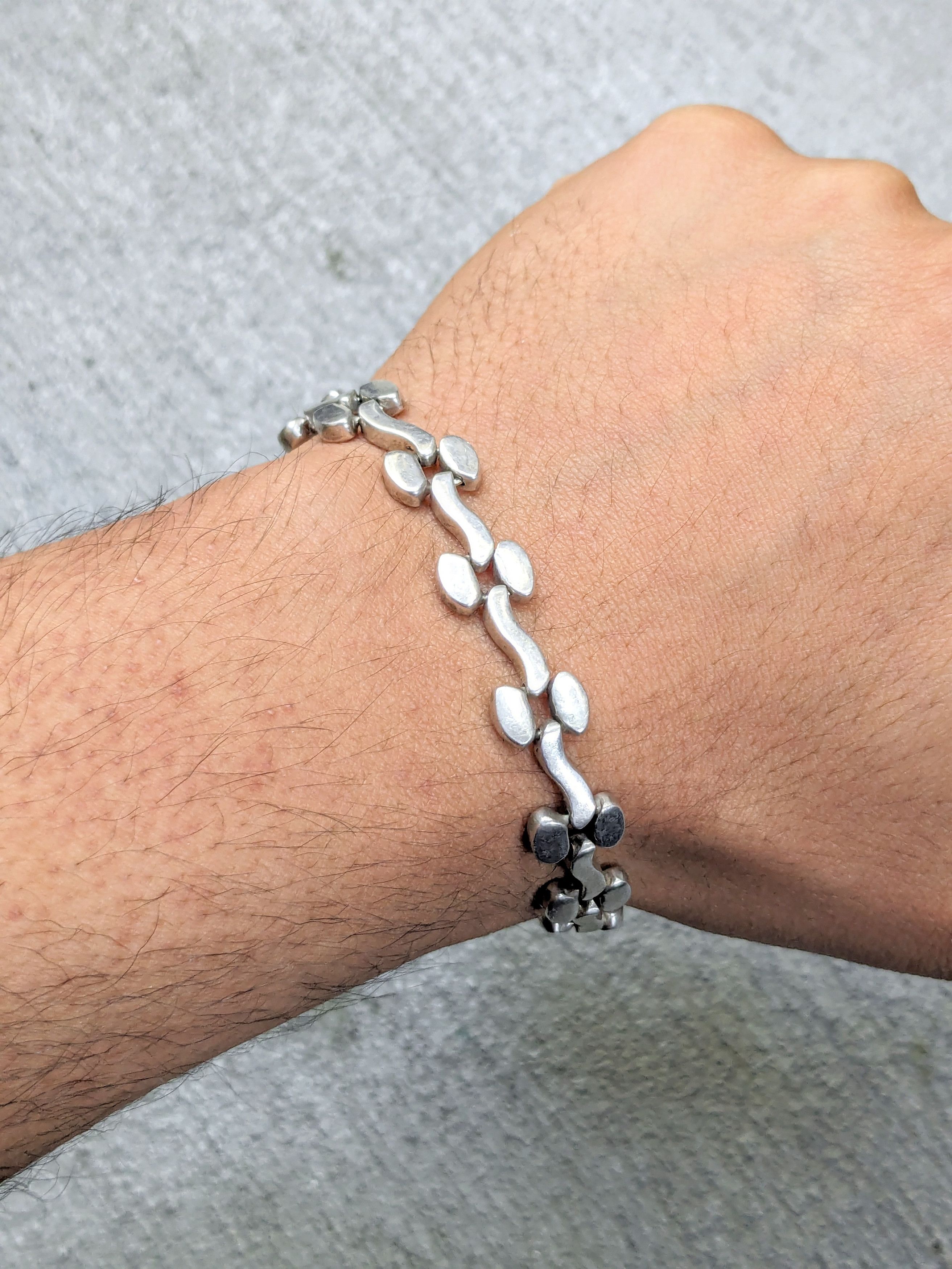 Other Vintage Sterling Silver Bracelet Link Chain 8" Biker Punk Size ONE SIZE - 1 Thumbnail