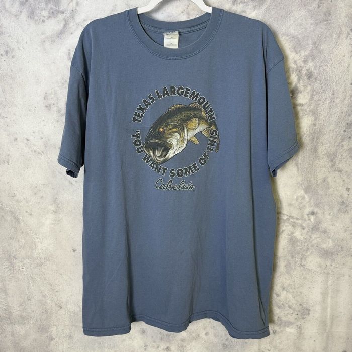 Cabelas Texas Largemouth Bass T Shirt Cabela's Fishing Mens XL Blue
