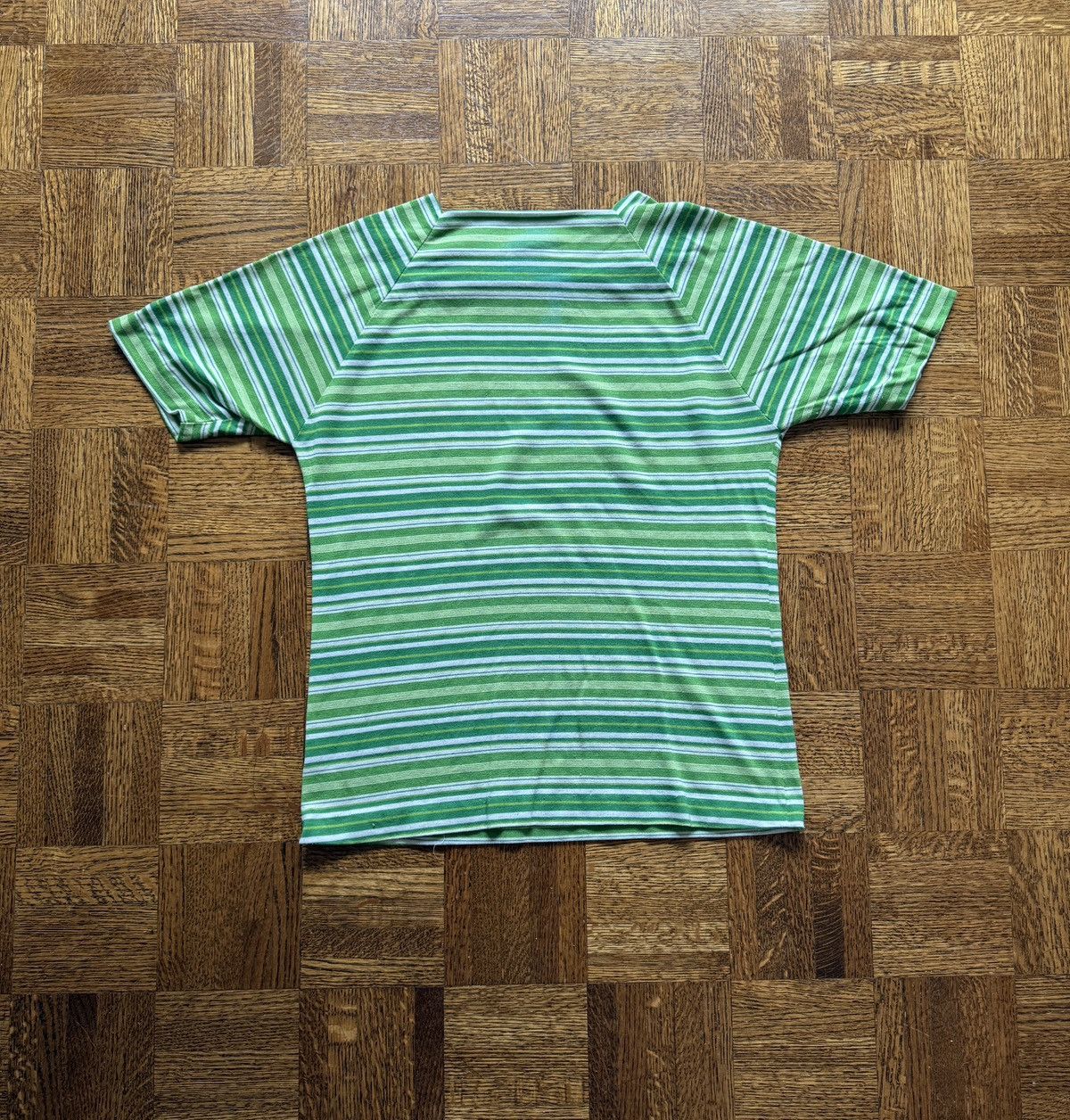 Vintage Vintage 60s Green Raglan Cut Striped Tee Size US S / EU 44-46 / 1 - 2 Thumbnail