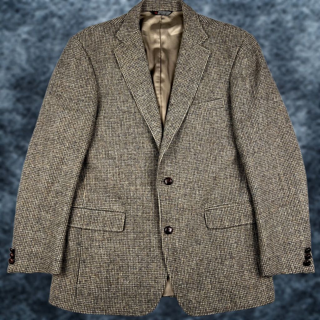 Orvis VINTAGE Orvis Harris Tweed Wool Sport Coat Blazer 42L Beige Preppy Mens Size 42R - 1 Thumbnail