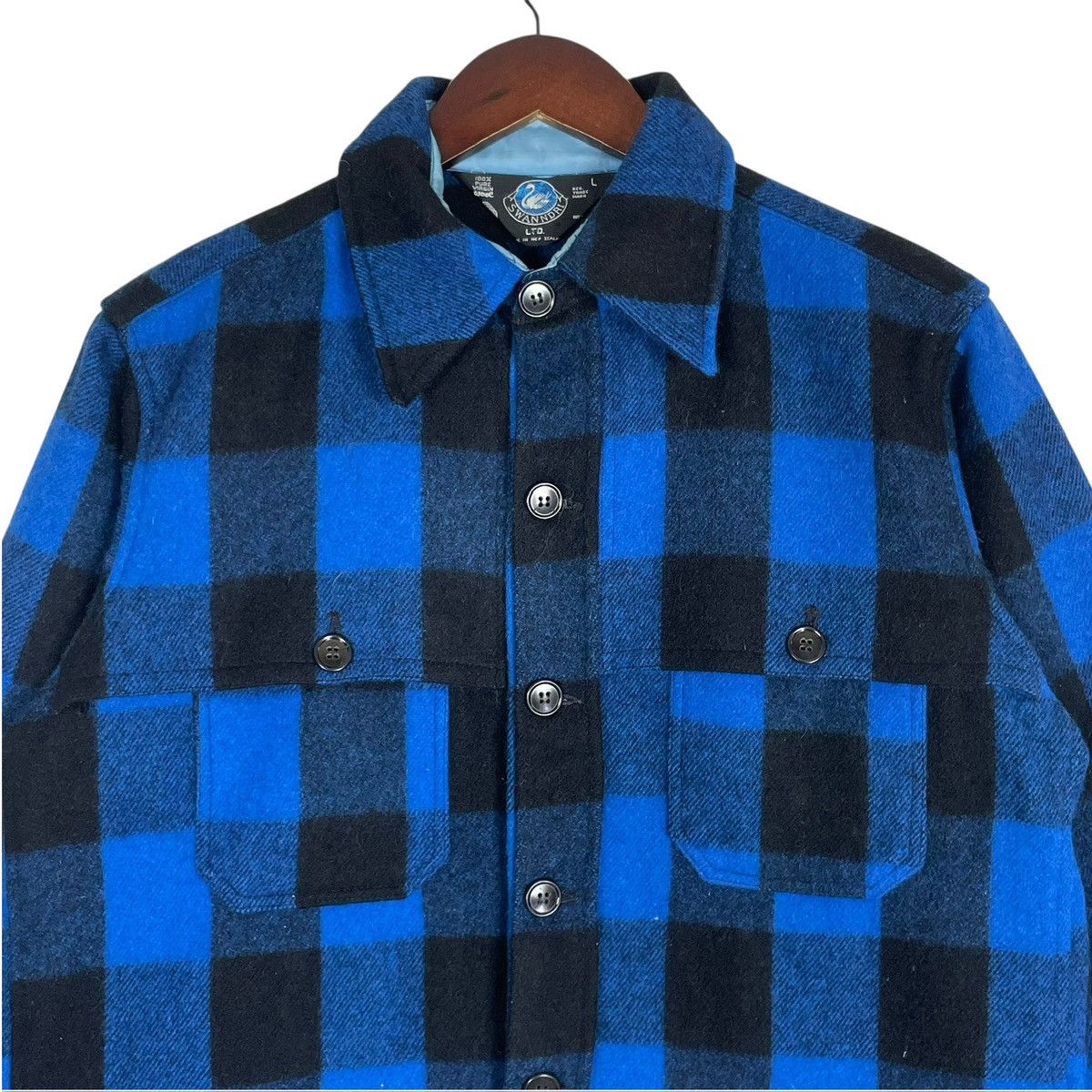 Other Vintage 90s Swanndri Wool Tartan Jacket - Blue Button Up Size US M / EU 48-50 / 2 - 5 Thumbnail