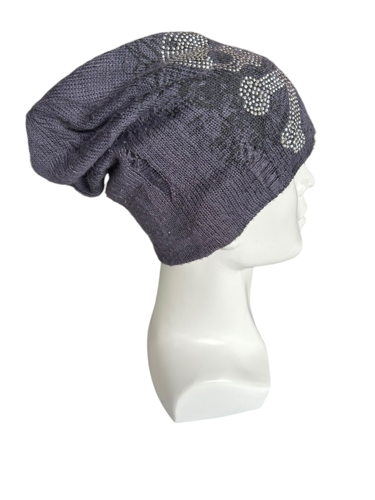 Japanese Brand Skull Distressed Design Punk Bondage Style Beanie Hats ☠️☠️ Size ONE SIZE - 2 Thumbnail