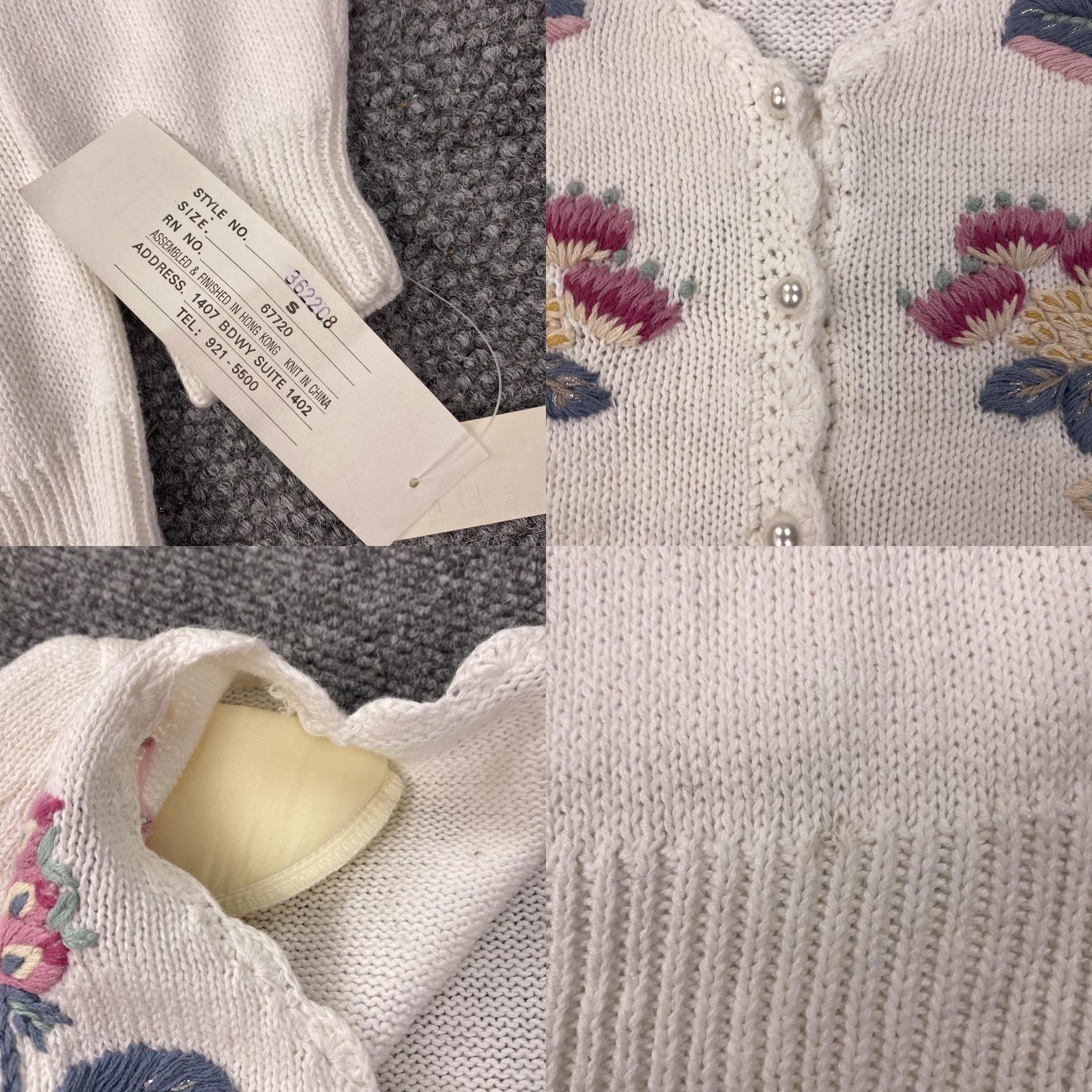 Vintage VINTAGE Margules Cardigan Sweater Womens Small White Floral Embroidered 80s NWT Size S / US 4 / IT 40 - 8 Thumbnail