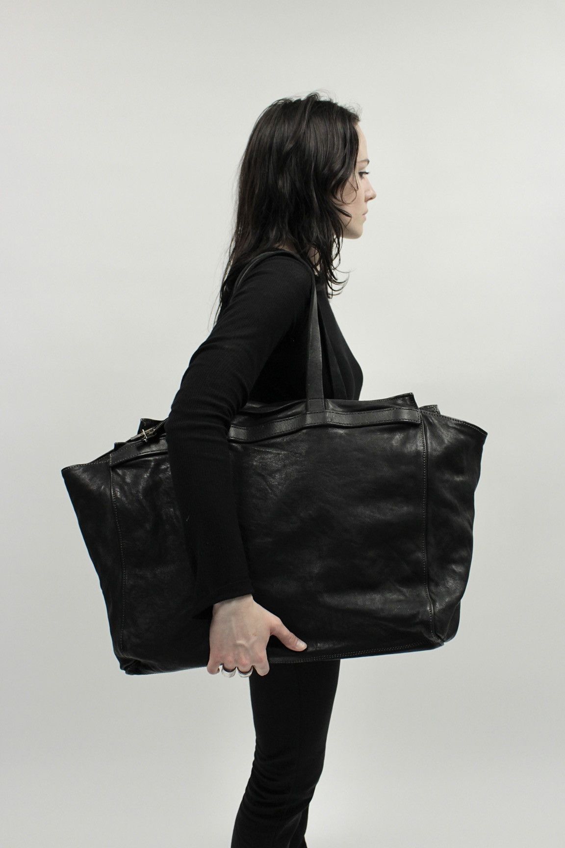 バッグ GUIDI TOTE BAG SOFT HORSE( ZIP ) BLACK GUIDIRT01SoftHorseLeatherFullG