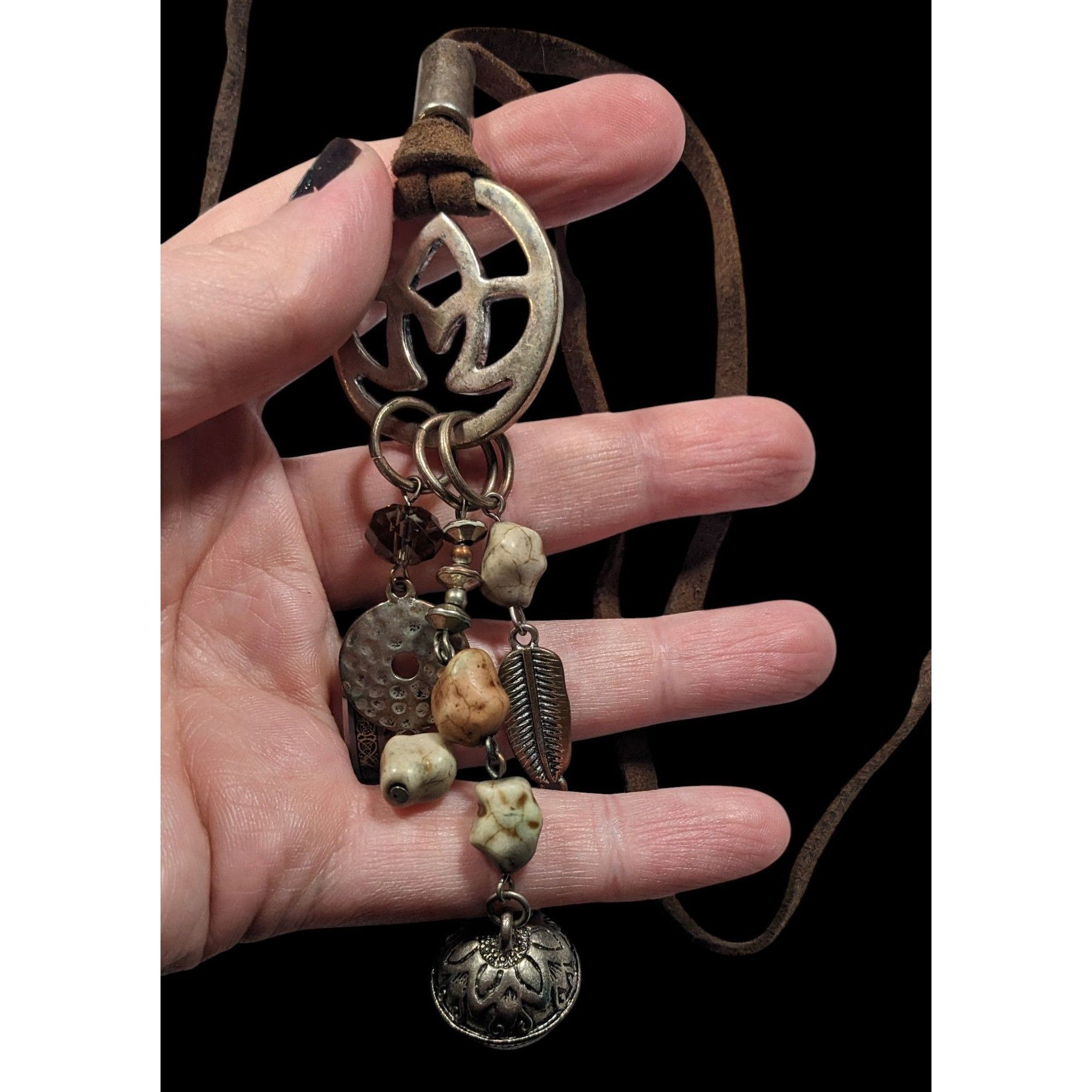Other Bohemian Suede Mixed Media Charm Pendant Necklace Size ONE SIZE - 3 Thumbnail