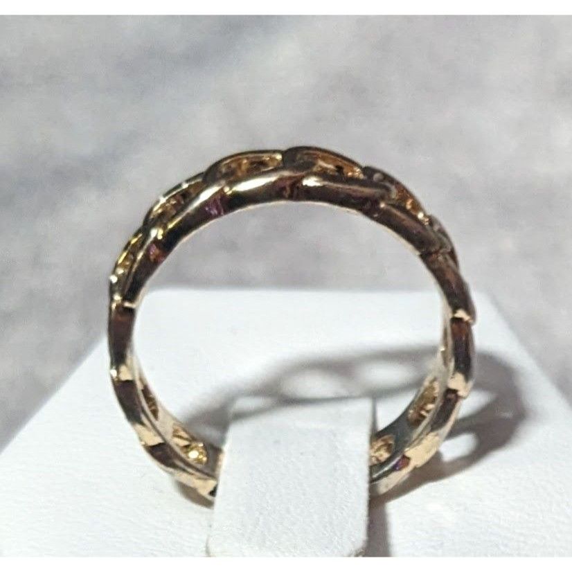 Other Punk Chain Link Shaped Gold Tone Fashion Ring Size 7 3/4 Size ONE SIZE - 10 Thumbnail