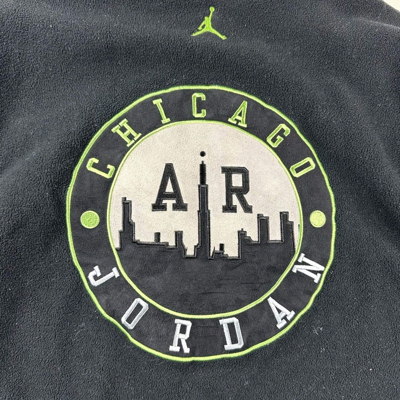 Jordan Brand VINTAGE Jordan Nike Air Chicago Full Zip Bomber Jacket Mens XL Black Green 243363 001 Size US XL / EU 56 / 4 - 4 Thumbnail