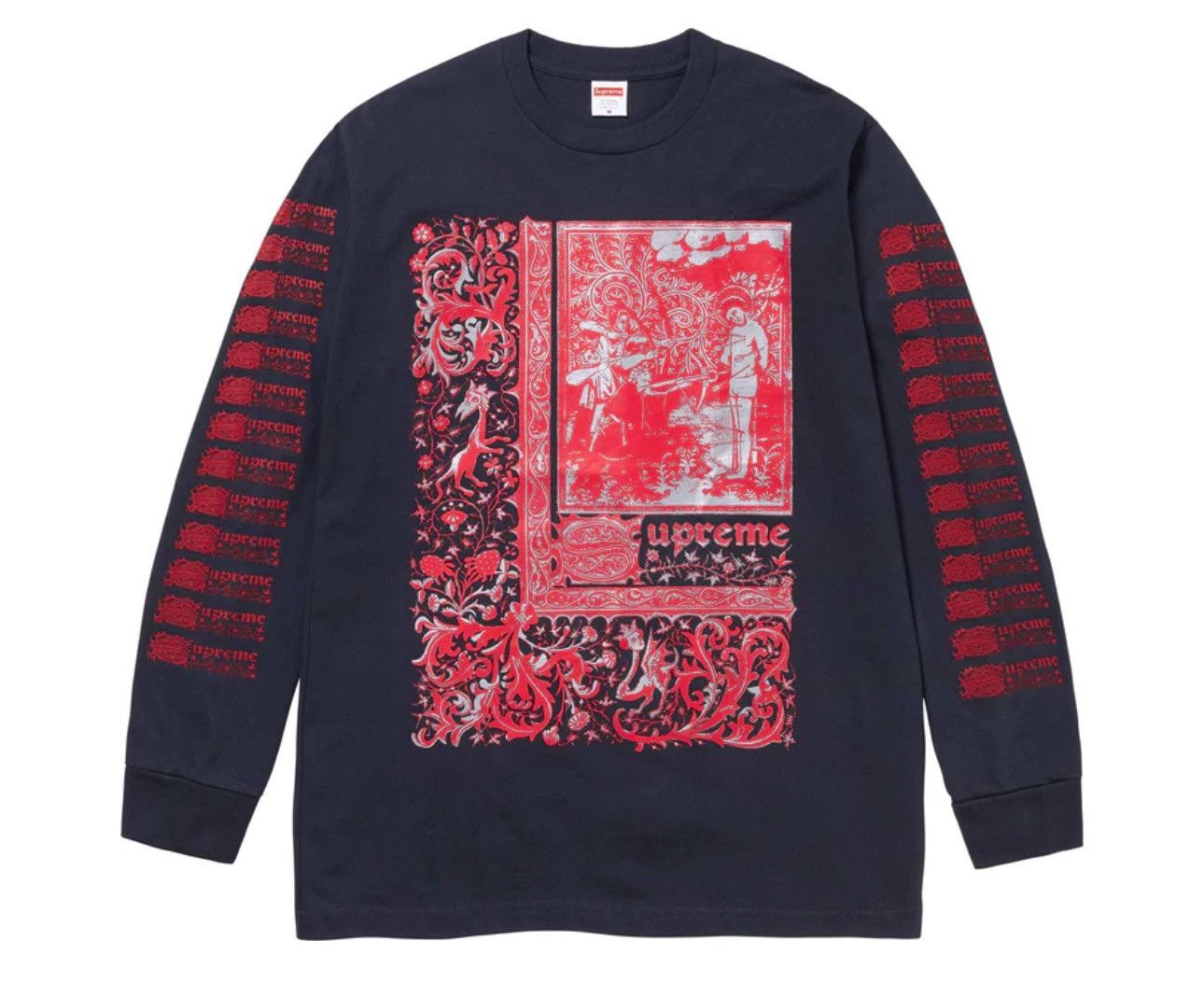 image of Supreme Saint Sebastian L/s Tee in Navy, Men's (Size XL)