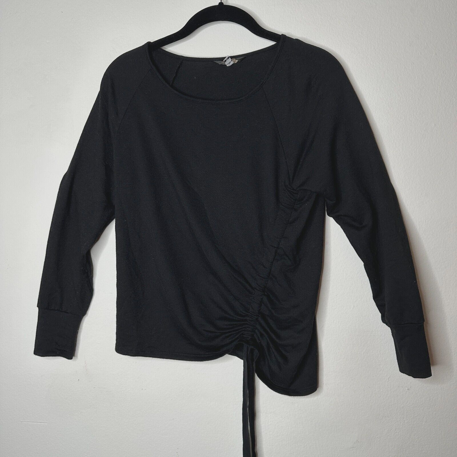 Other Peyton Jensen Black Ruched Side Tie Banded Cuff Blouse XS Size XS / US 0-2 / IT 36-38 - 1 Thumbnail
