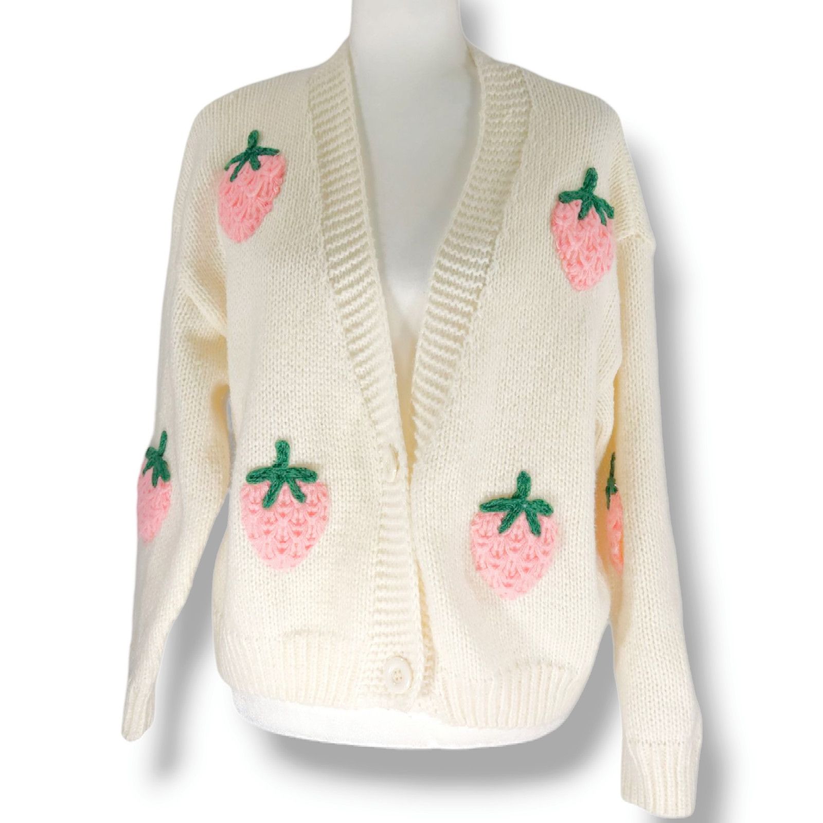 Other EUC Dreamers Debut Chunky Strawberry Cardigan Sweater Sz. S Size S / US 4 / IT 40 - 2 Thumbnail