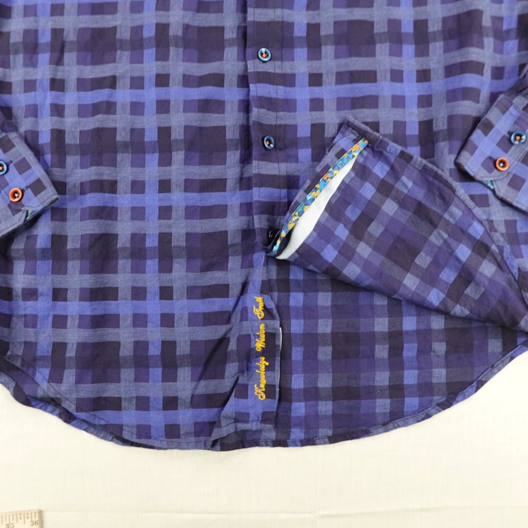Robert Graham Robert Graham Shirt Mens Medium Blue Plaid Button-Up Classic Fit Abstract Collar Size US M / EU 48-50 / 2 - 5 Thumbnail
