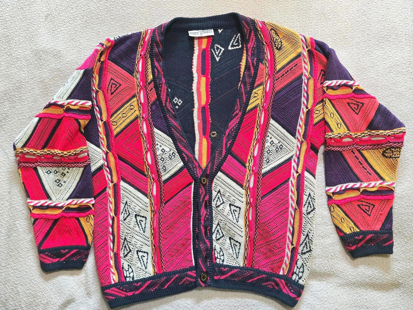 Other Carlo Alberto Cardigan M | 90s 3D Knit Statement Size US M / EU 48-50 / 2 - 4 Thumbnail