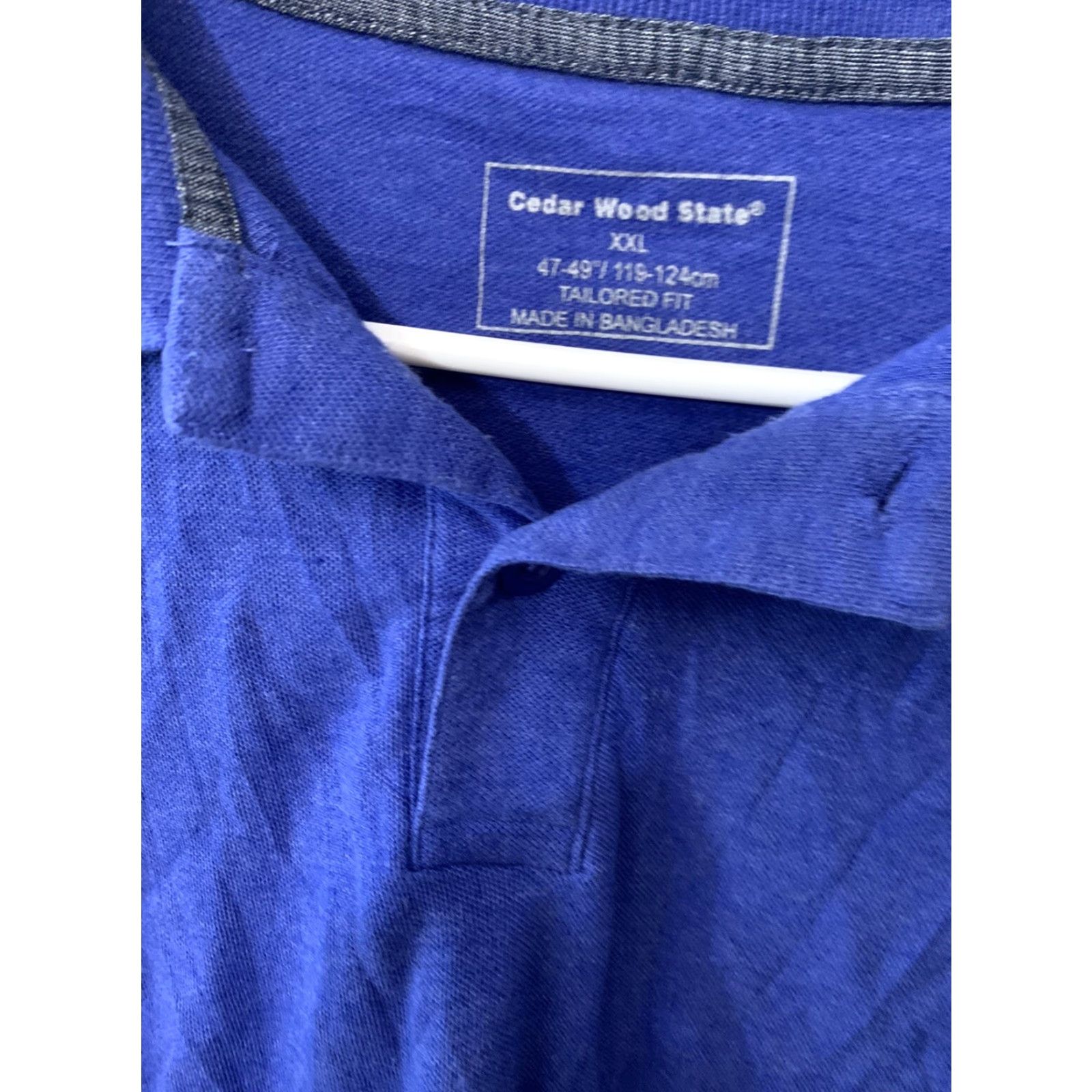 Vintage Cedar Wood State Polo Shirt Men’s XXL Solid Blue Casual Knit Short Sleeve Size US XXL / EU 58 / 5 - 2 Thumbnail