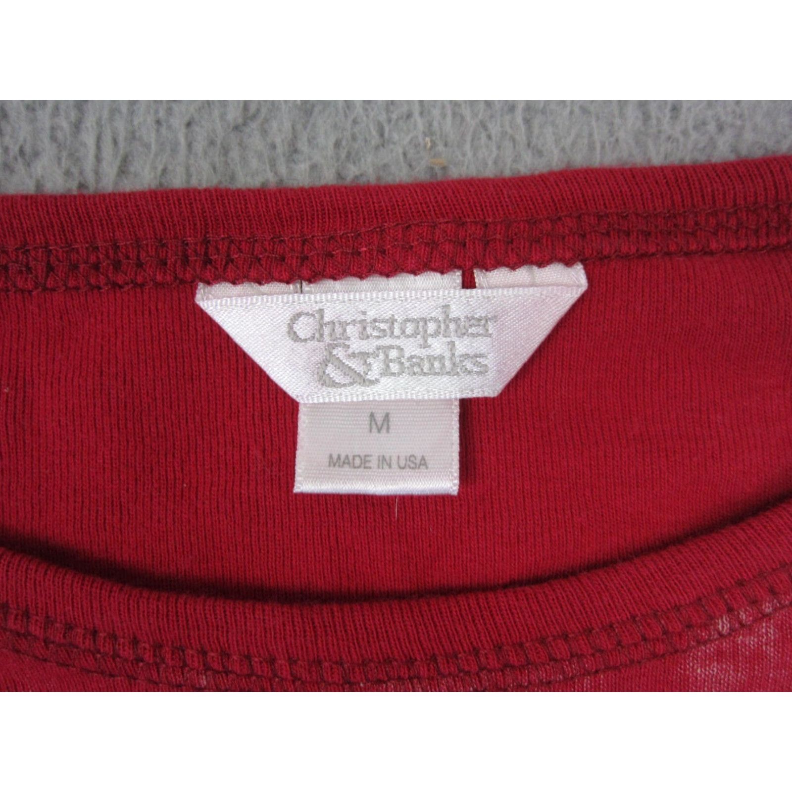 Vintage Vintage Christopher & Banks Shirt Womens M Red Christmas Santa Y2K AOP Holiday Santa Beaded Cotton T-Shirt Size M / US 6-8 / IT 42-44 - 4 Thumbnail